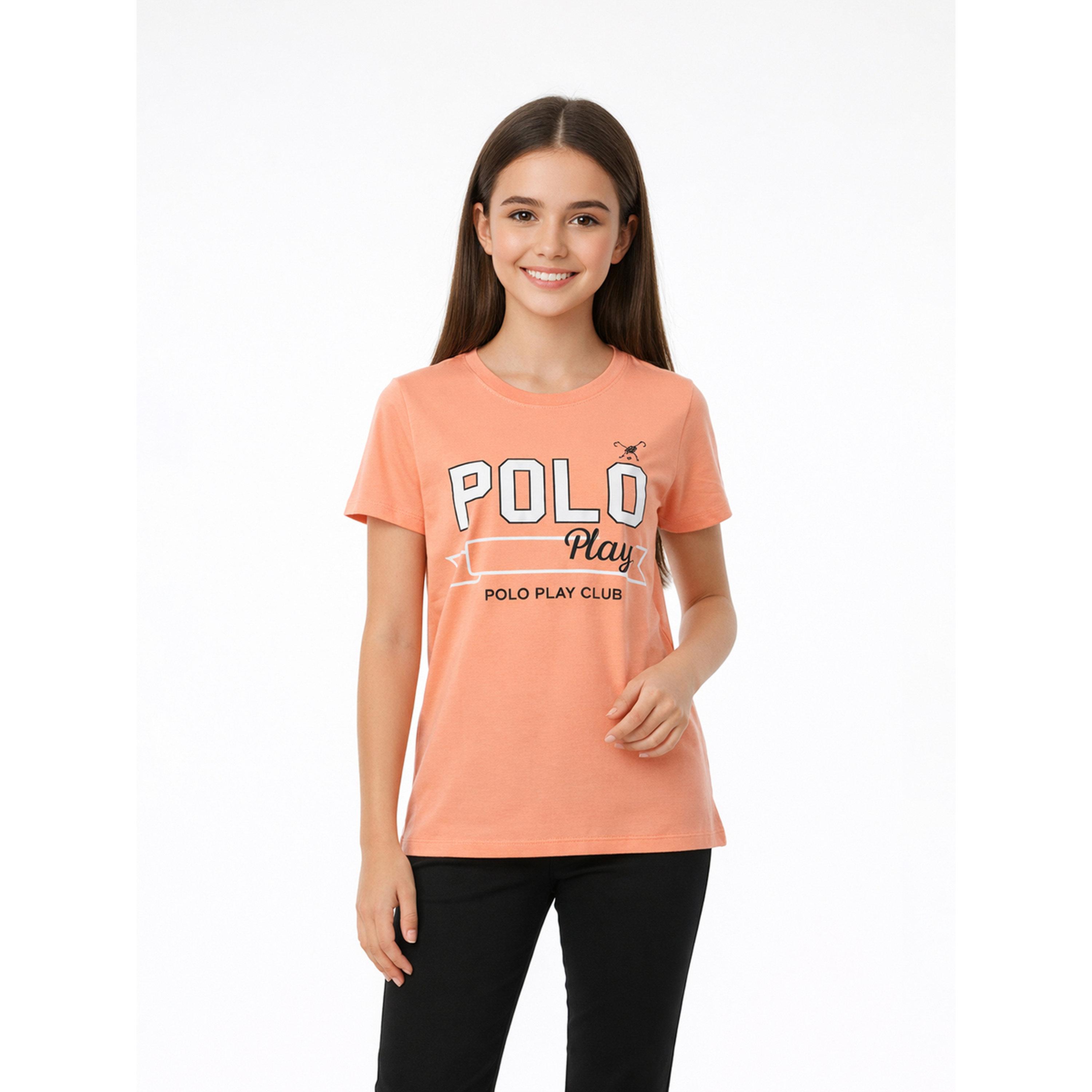 تيشيرت بياقة دائرية وشعار جرافيك للبنات-girls-clothing-tshirts-image-1