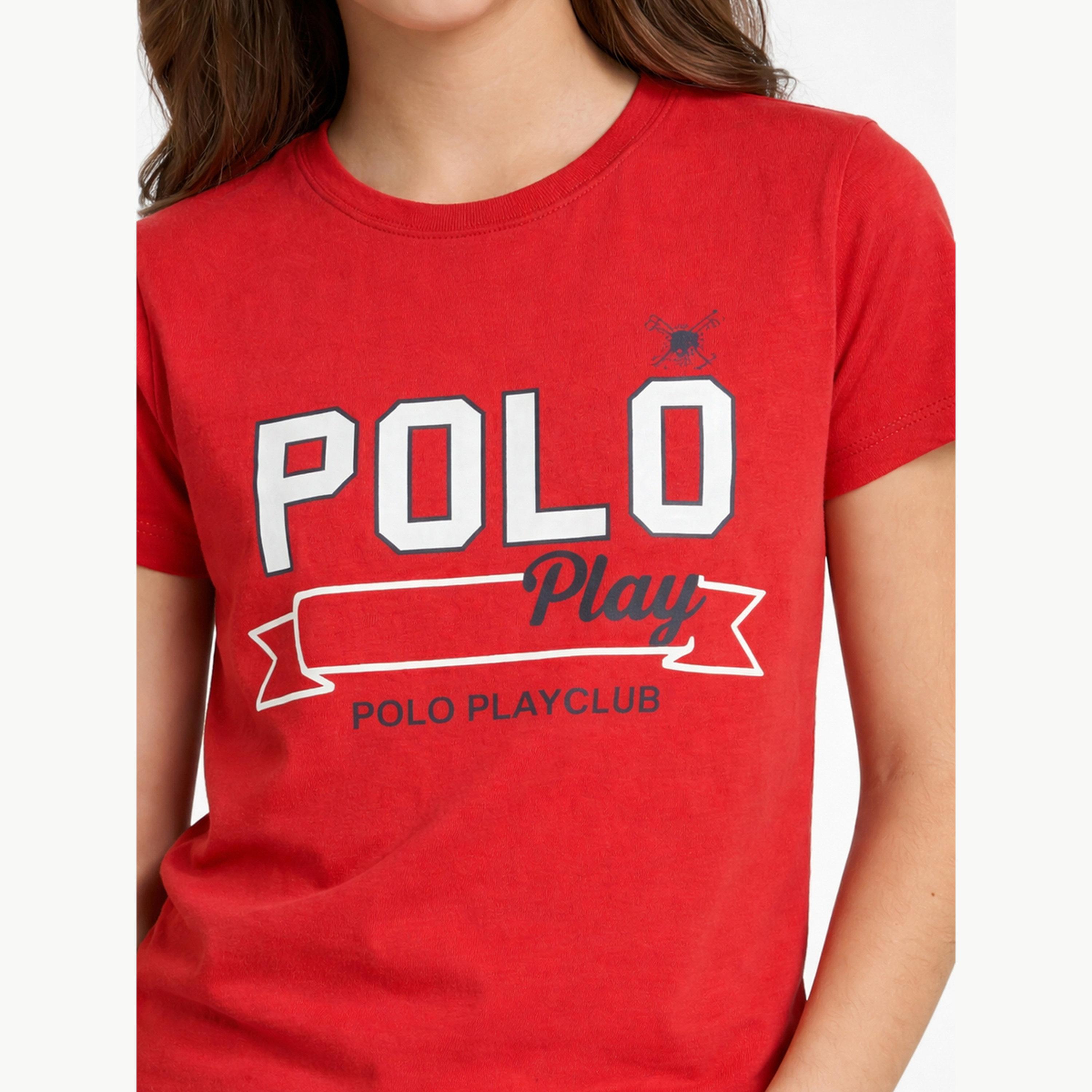 تيشيرت بياقة دائرية وشعار جرافيك للبنات-girls-clothing-tshirts-image-4