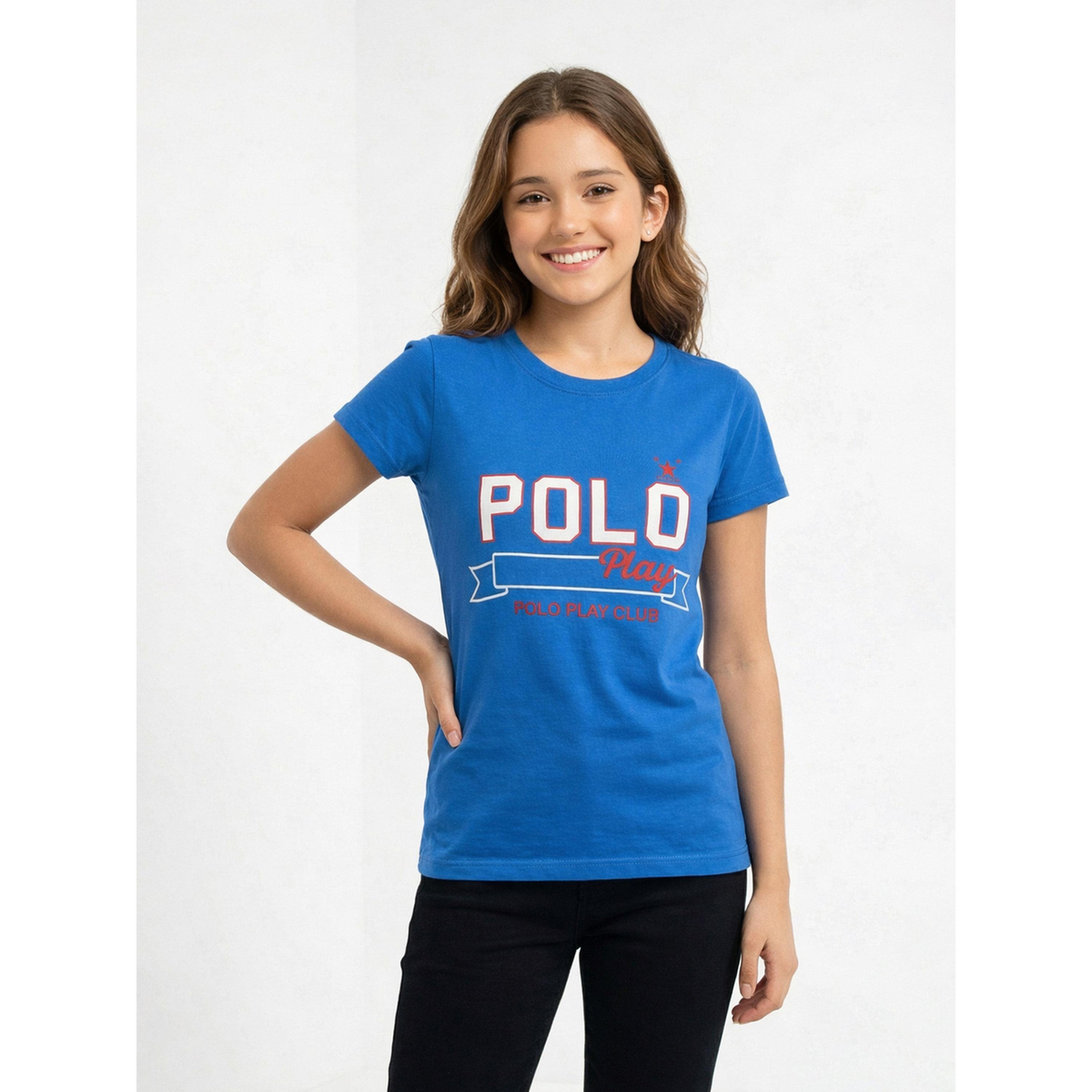 تيشيرت بياقة دائرية وشعار جرافيك للبنات-girls-clothing-tshirts-image-1