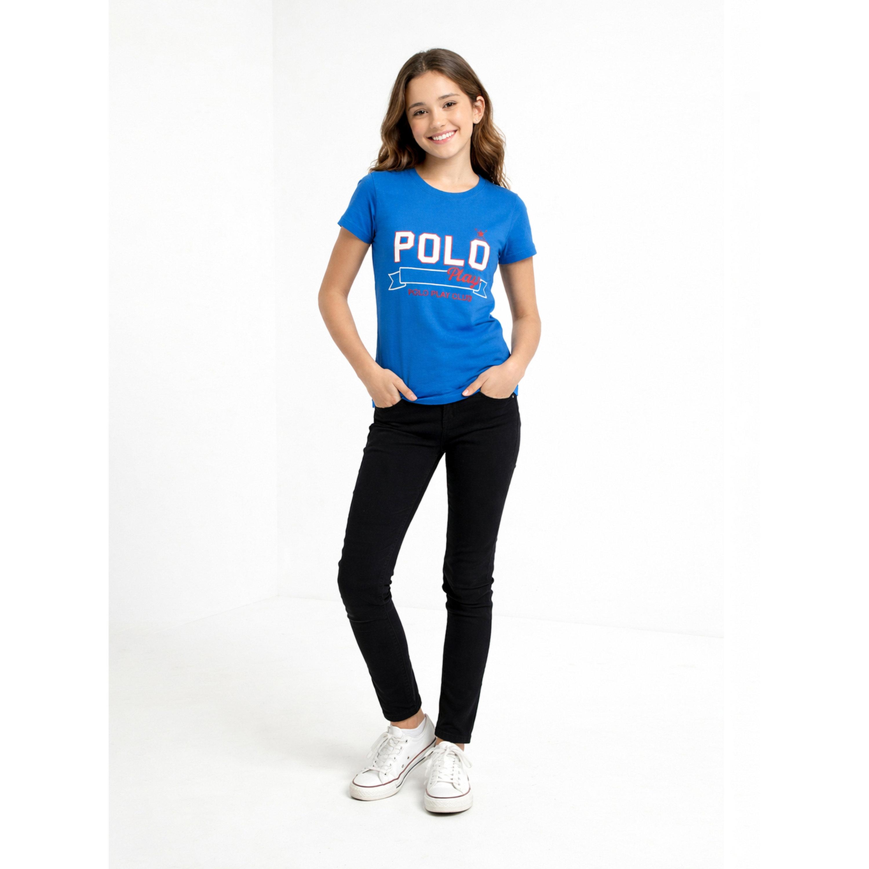 تيشيرت بياقة دائرية وشعار جرافيك للبنات-girls-clothing-tshirts-image-2