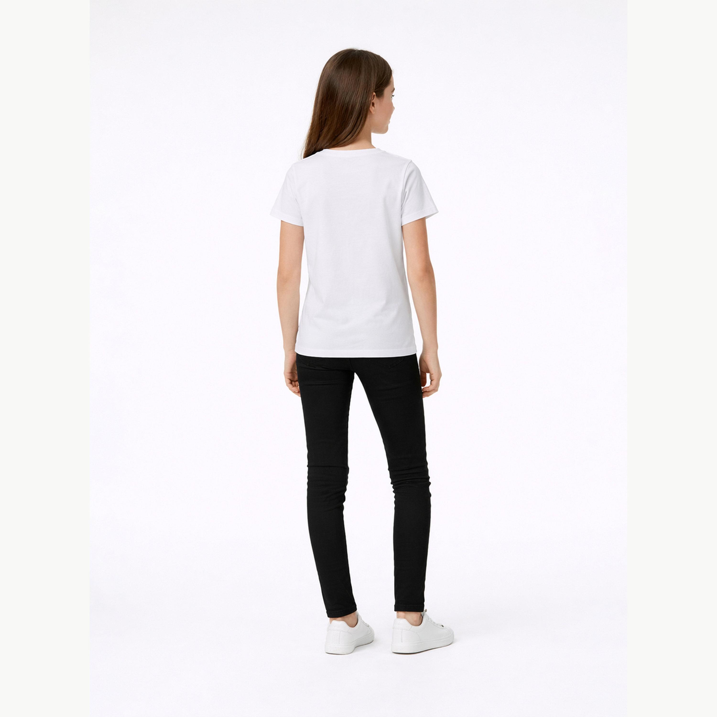 تيشيرت بياقة دائرية وشعار جرافيك للبنات-girls-clothing-tshirts-image-3