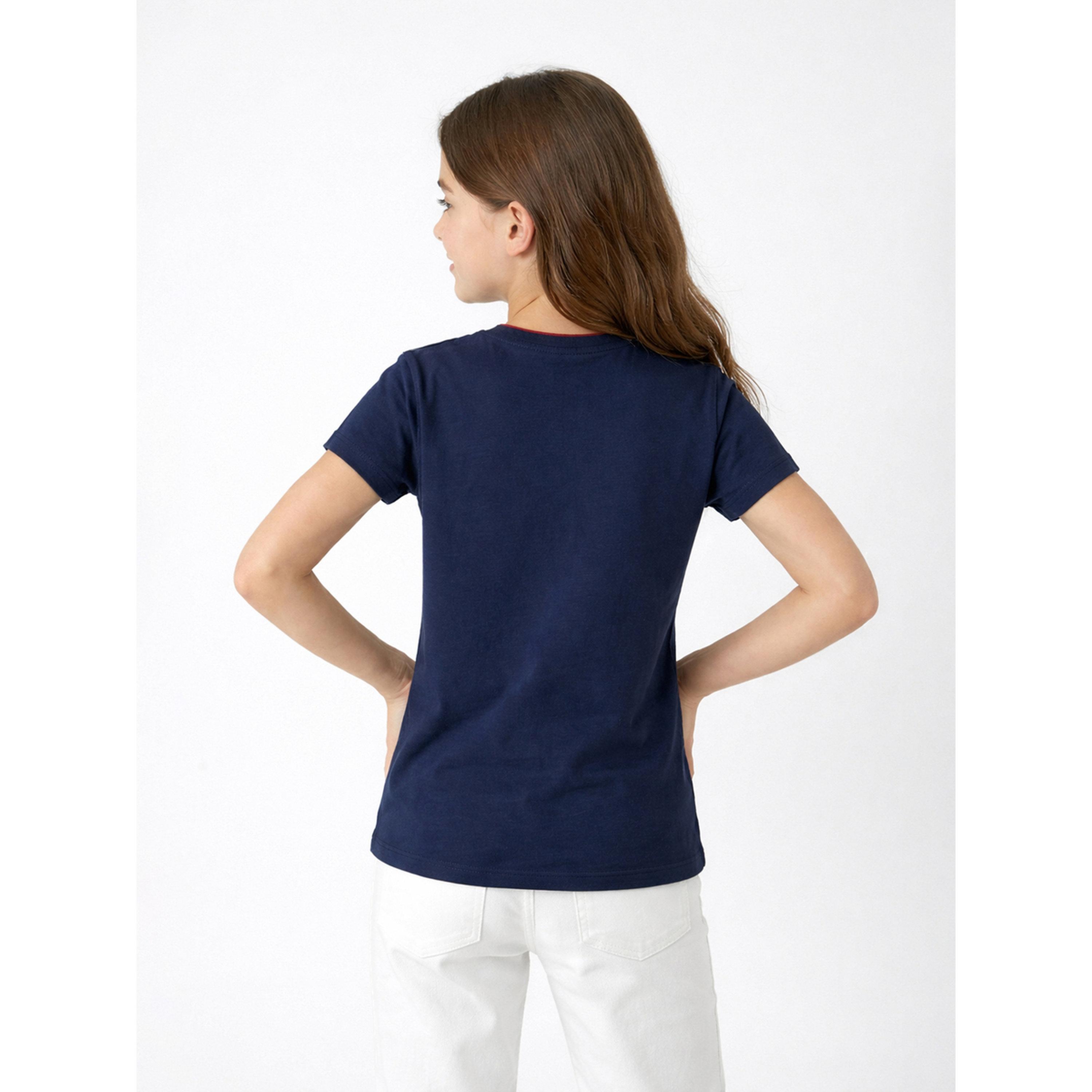 تيشيرت بياقة دائرية وشعار للبنات-girls-clothing-tshirts-image-3