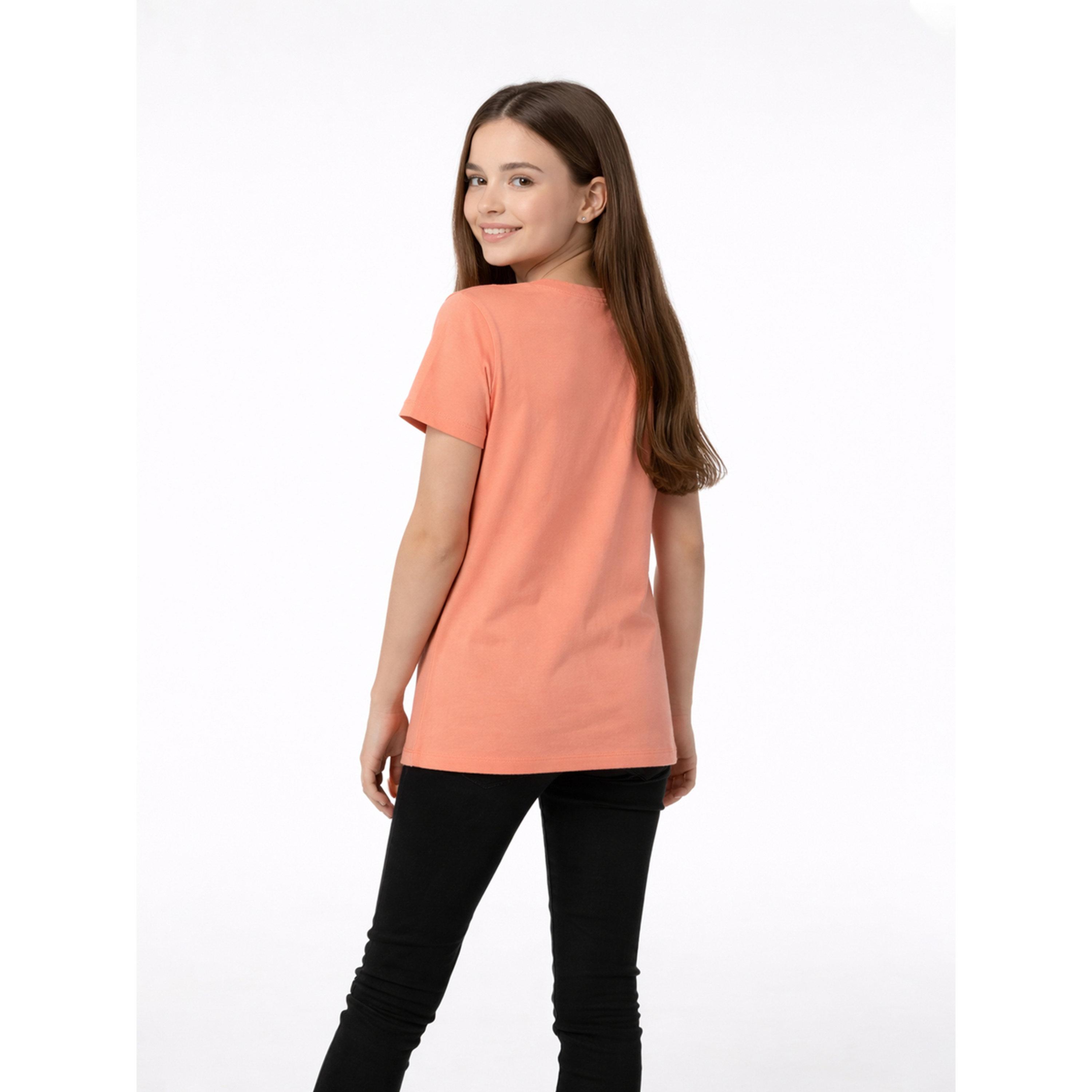 تيشيرت بياقة دائرية وشعار للبنات-girls-clothing-tshirts-image-3