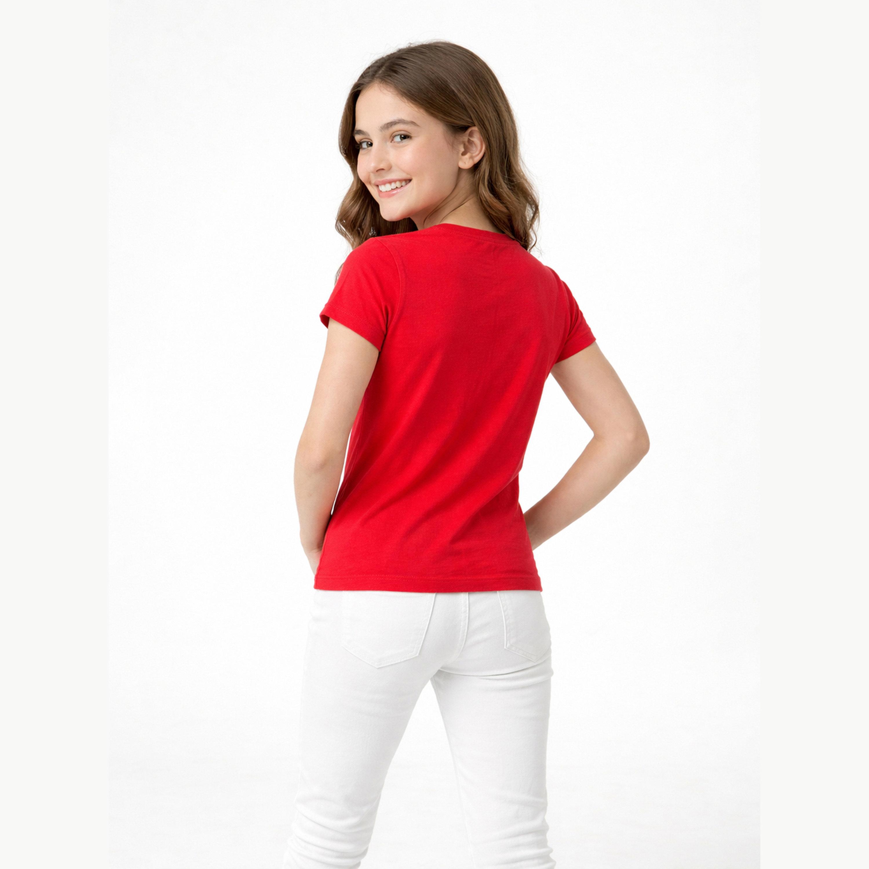 تيشيرت بياقة دائرية وشعار جرافيك للأولاد-girls-clothing-tshirts-image-3