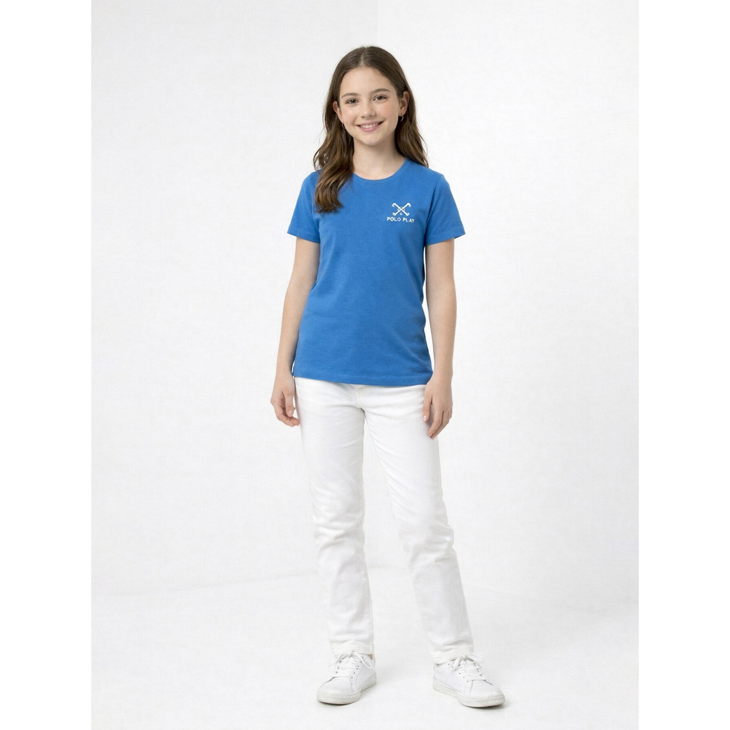 تيشيرت بياقة دائرية وشعار للبنات-girls-clothing-tshirts-image-2