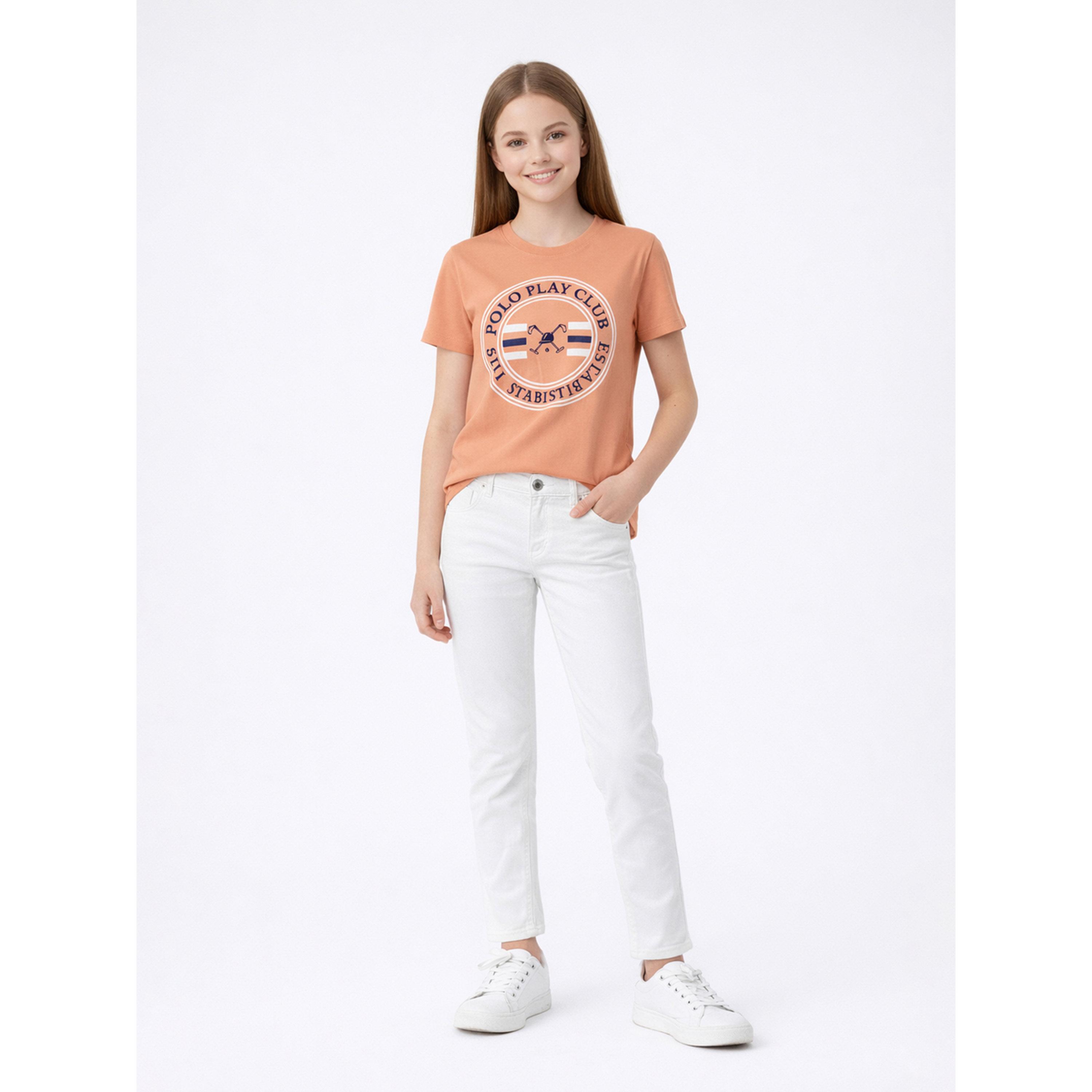 تيشيرت بياقة دائرية وشعار جرافيك للبنات-girls-clothing-tshirts-image-2
