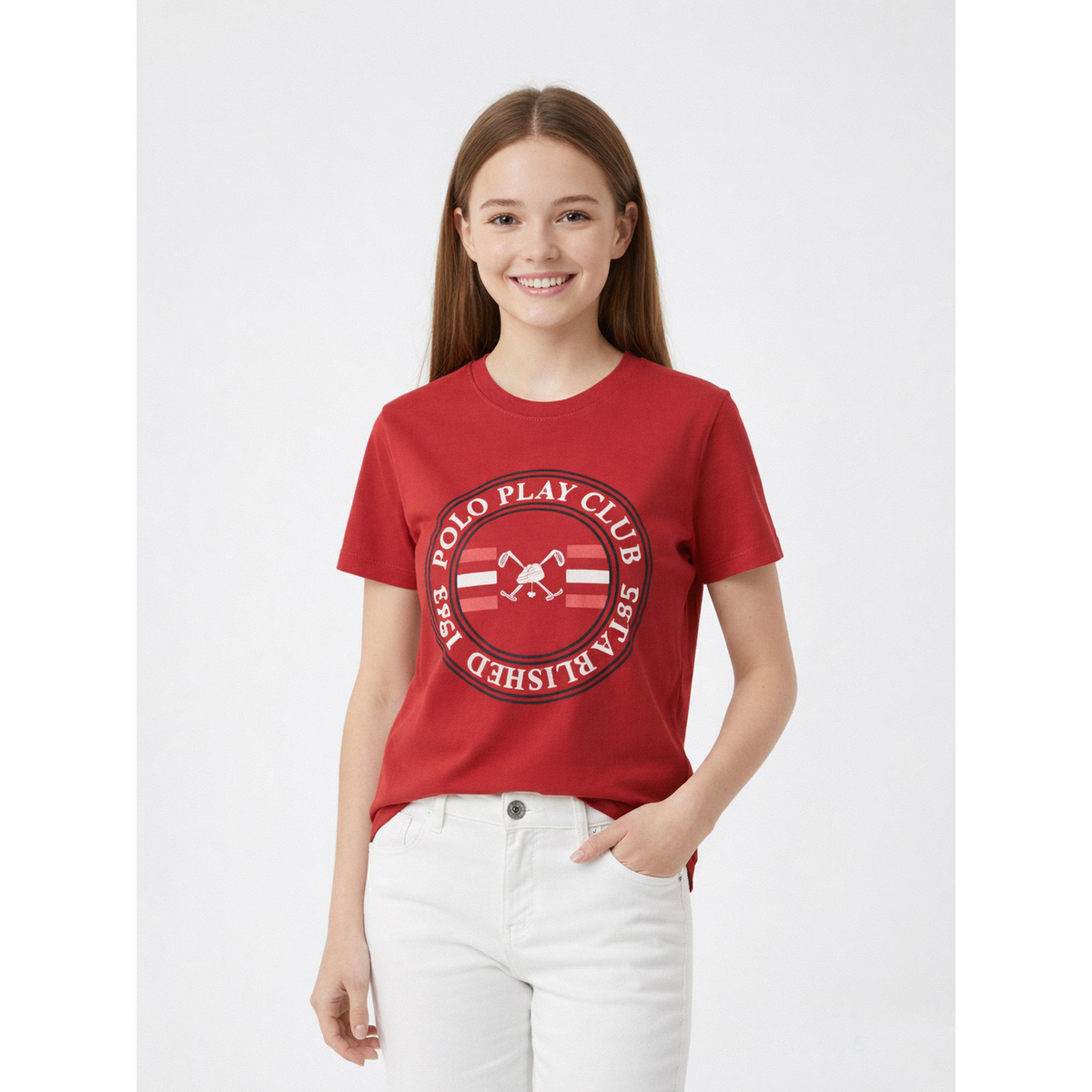 تيشيرت بياقة دائرية وشعار جرافيك للبنات-girls-clothing-tshirts-image-1