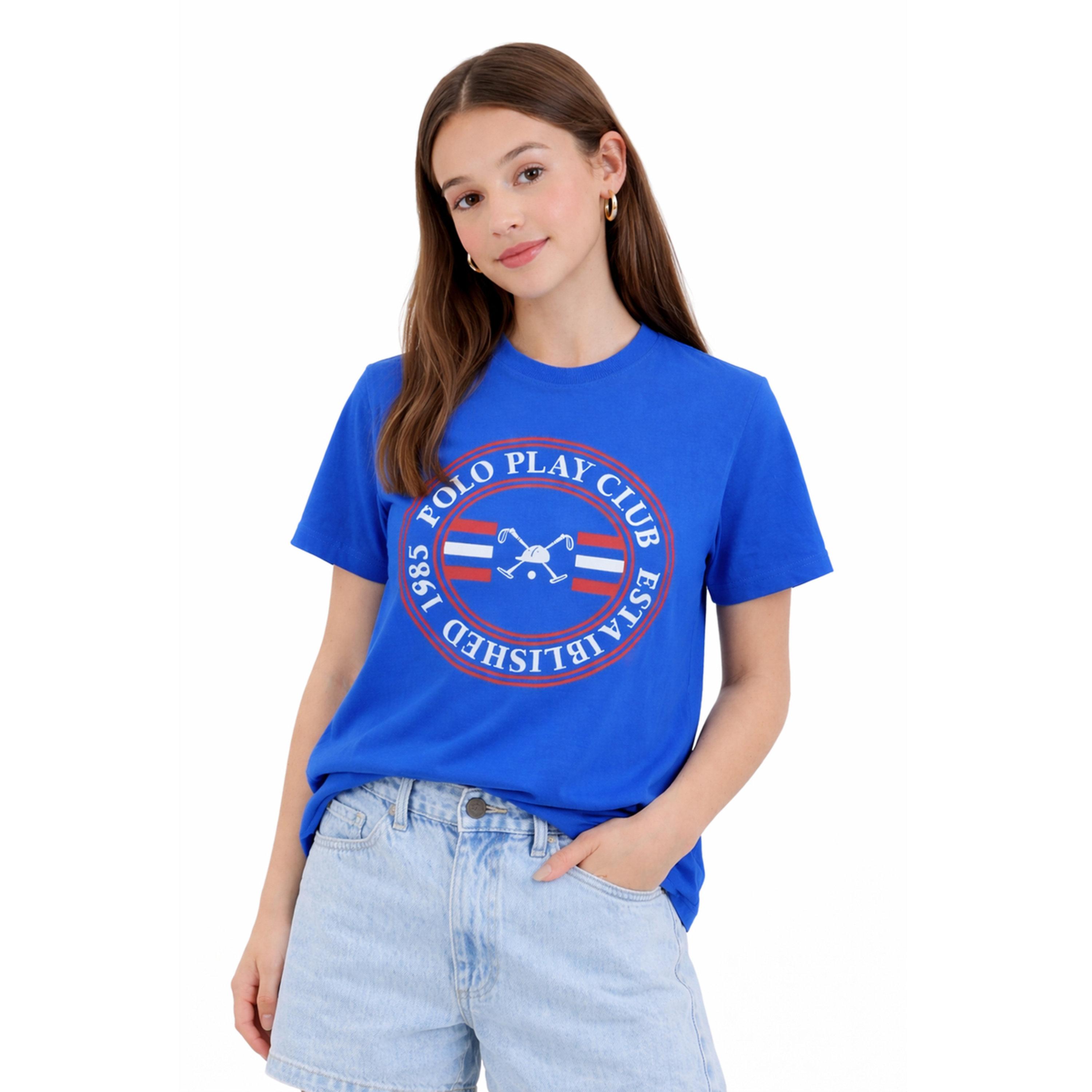 تيشيرت بياقة دائرية وشعار جرافيك للبنات-girls-clothing-tshirts-image-1
