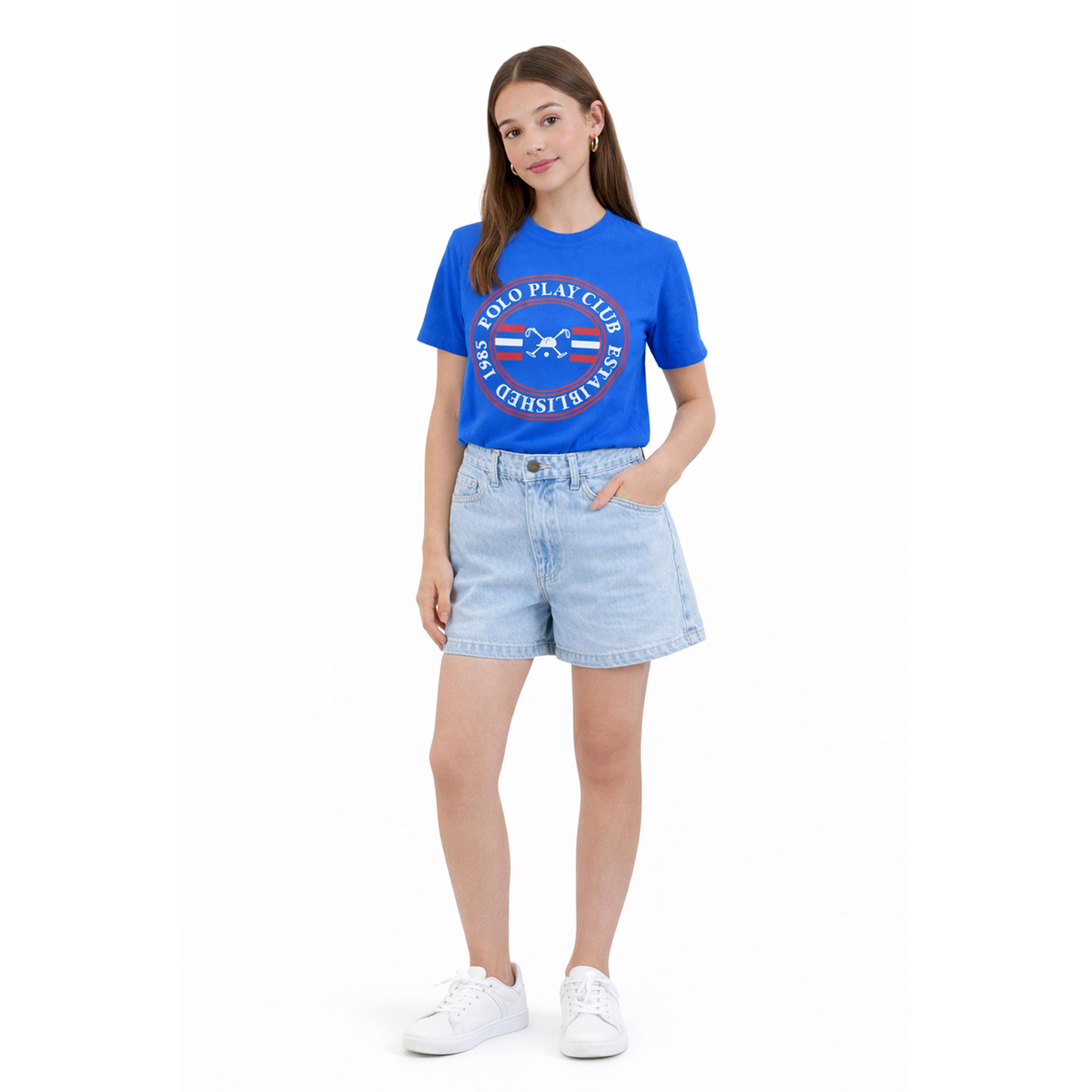 تيشيرت بياقة دائرية وشعار جرافيك للبنات-girls-clothing-tshirts-image-2