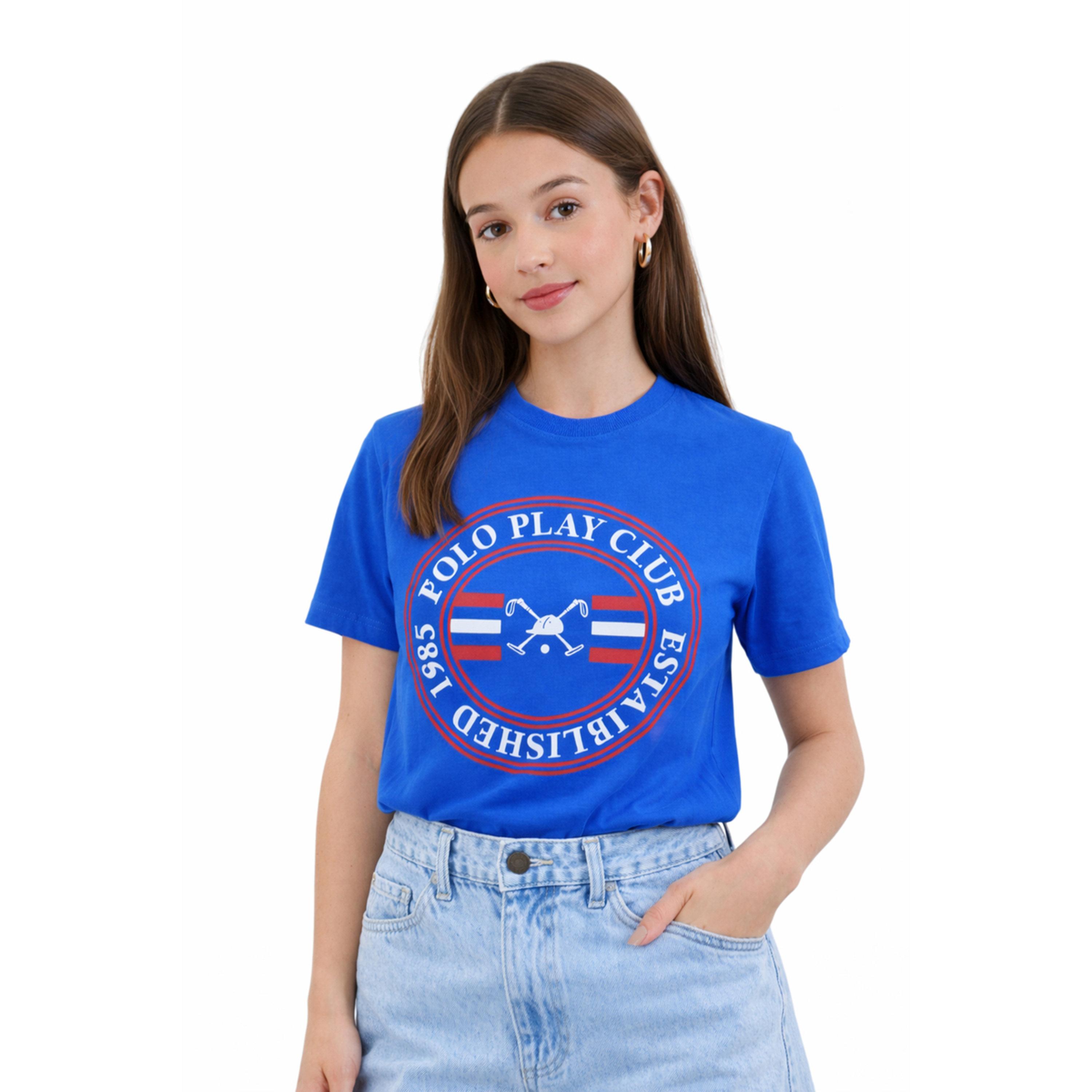 تيشيرت بياقة دائرية وشعار جرافيك للبنات-girls-clothing-tshirts-image-3