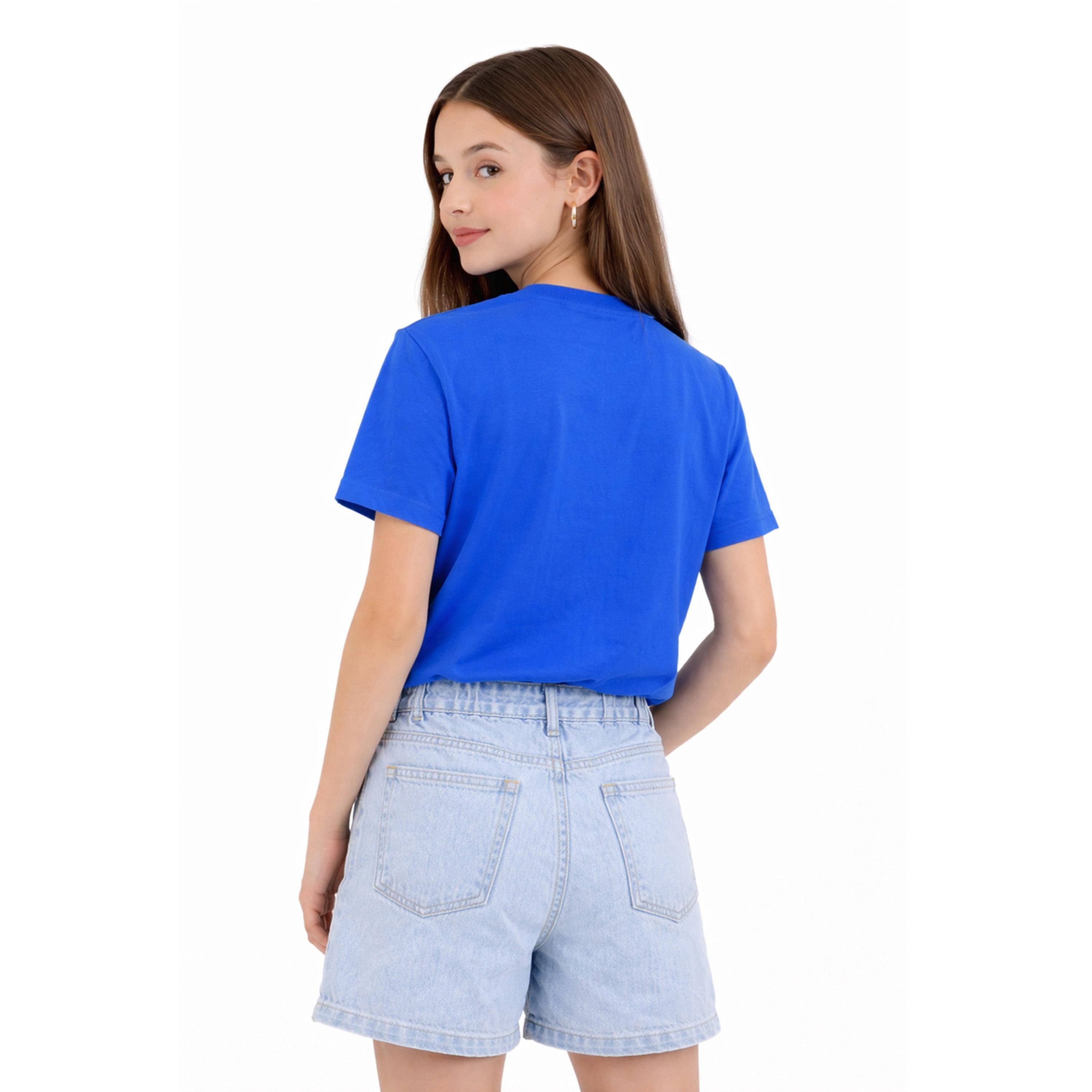 تيشيرت بياقة دائرية وشعار جرافيك للبنات-girls-clothing-tshirts-image-4