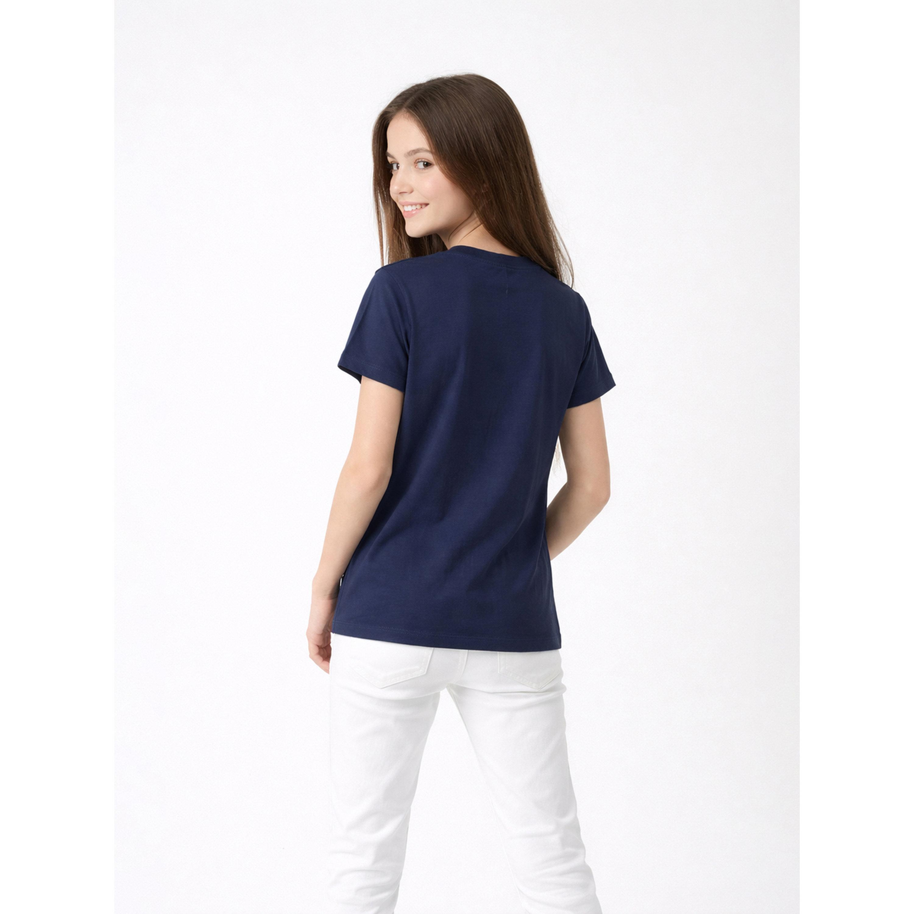 تيشيرت بياقة دائرية وشعار جرافيك للبنات-girls-clothing-tshirts-image-3