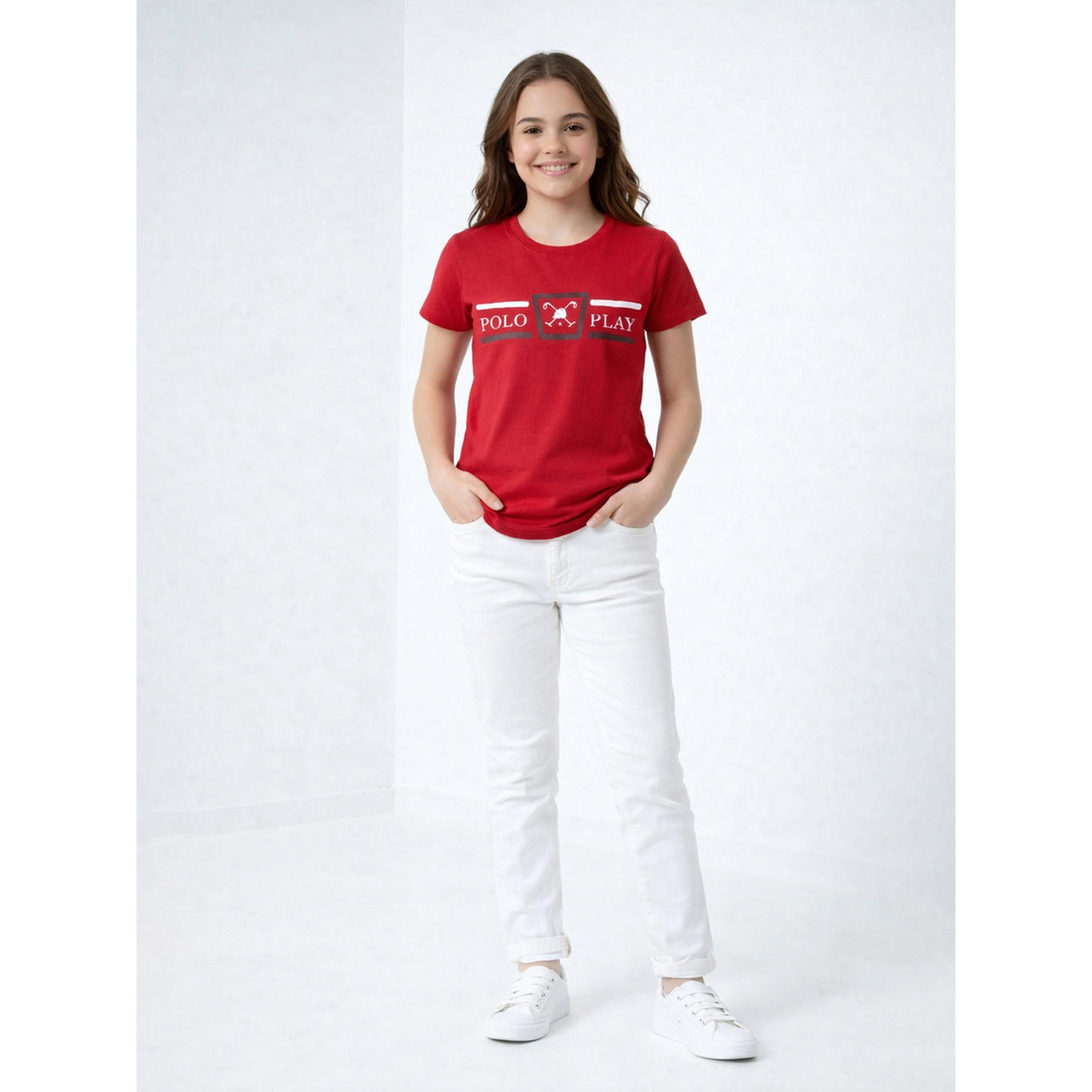تيشيرت بياقة دائرية وشعار جرافيك للبنات-girls-clothing-tshirts-image-2