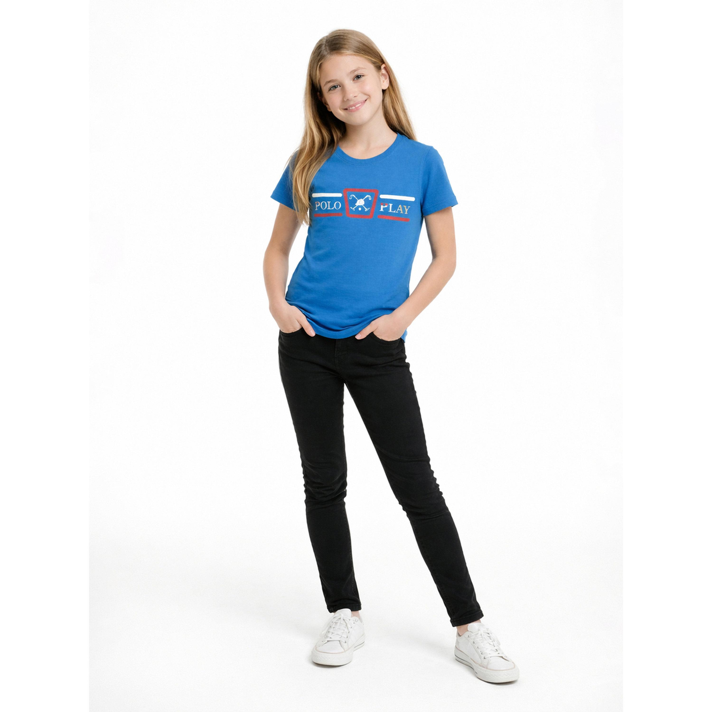 تيشيرت بياقة دائرية وشعار جرافيك للبنات-girls-clothing-tshirts-image-2