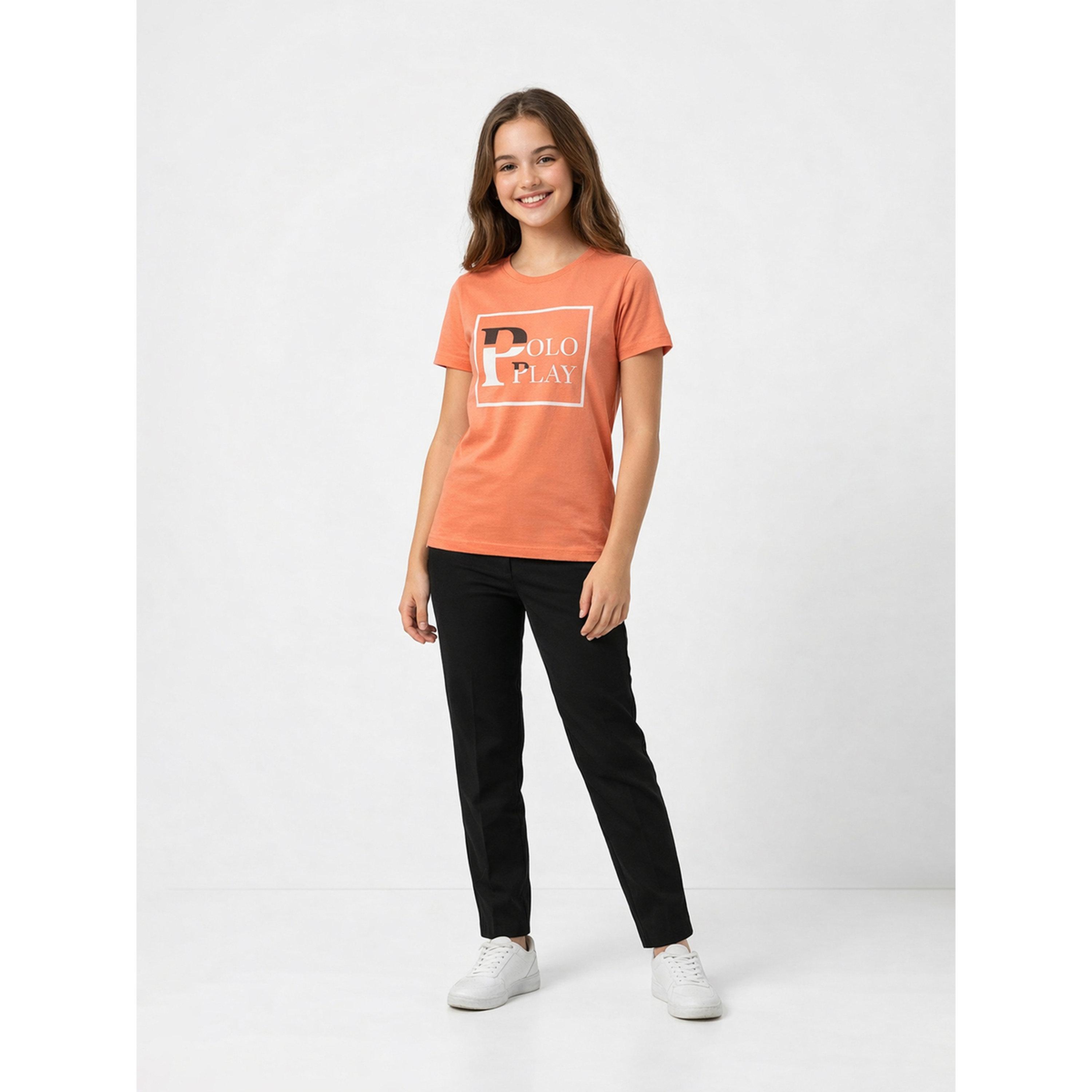 تيشيرت بياقة دائرية وشعار جرافيك للبنات-girls-clothing-tshirts-image-2