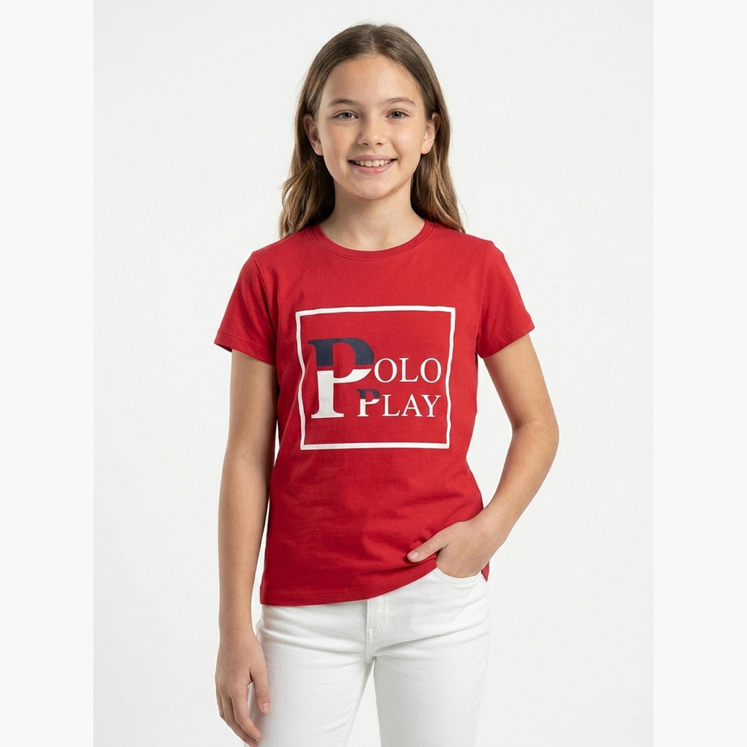 Polo Play X Styli Teen Girls Graphic Logo Crew Neck T-Shirt-girls-clothing-tshirts-image-1