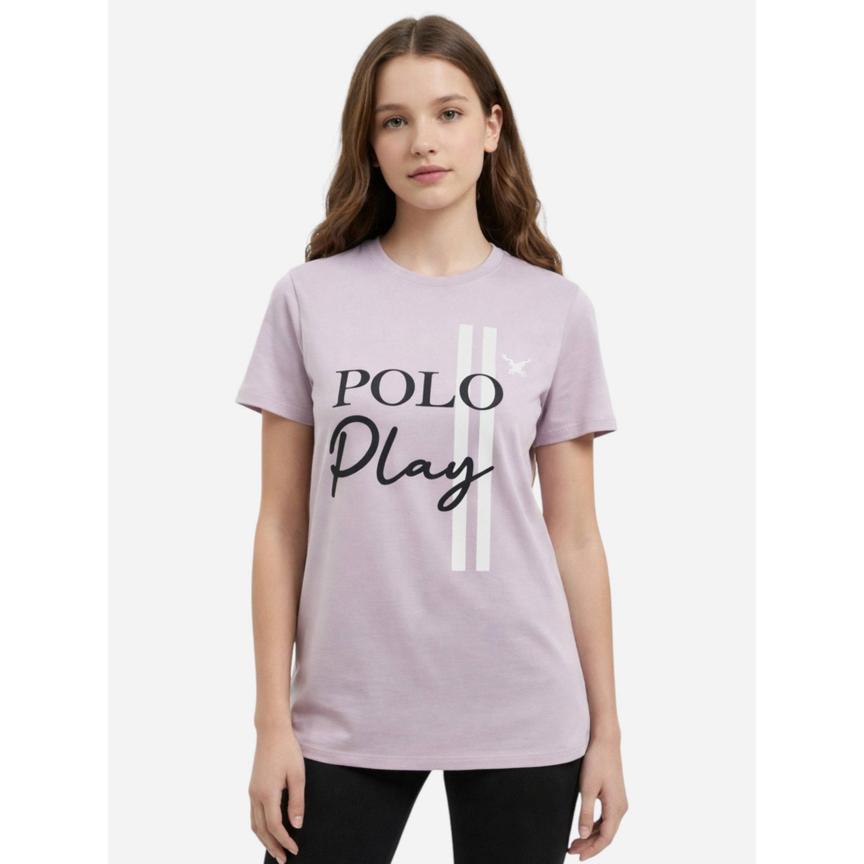 تيشيرت بياقة دائرية وشعار جرافيك للبنات-girls-clothing-tshirts-image-1