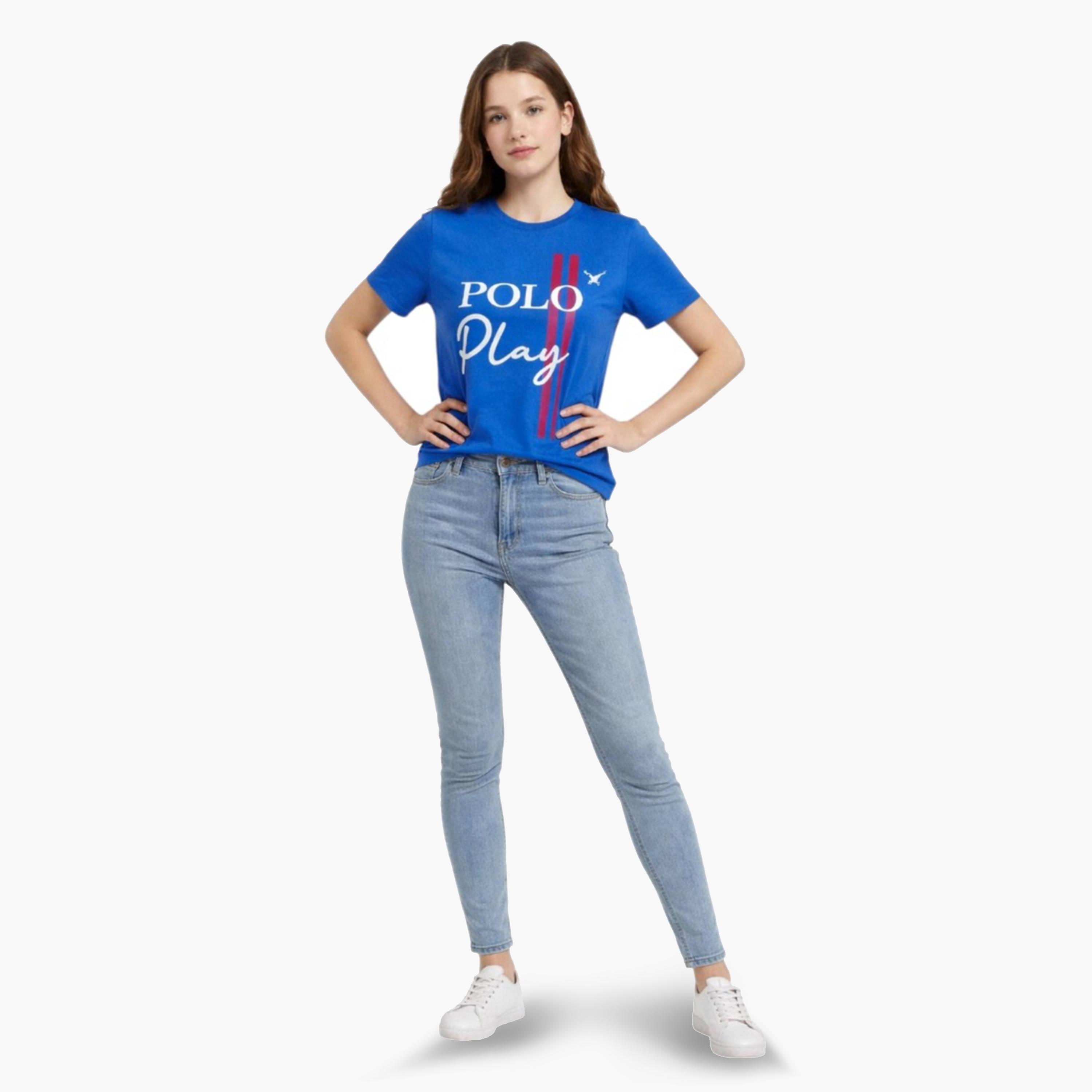 تيشيرت بياقة دائرية وشعار جرافيك للأولاد-girls-clothing-tshirts-image-2
