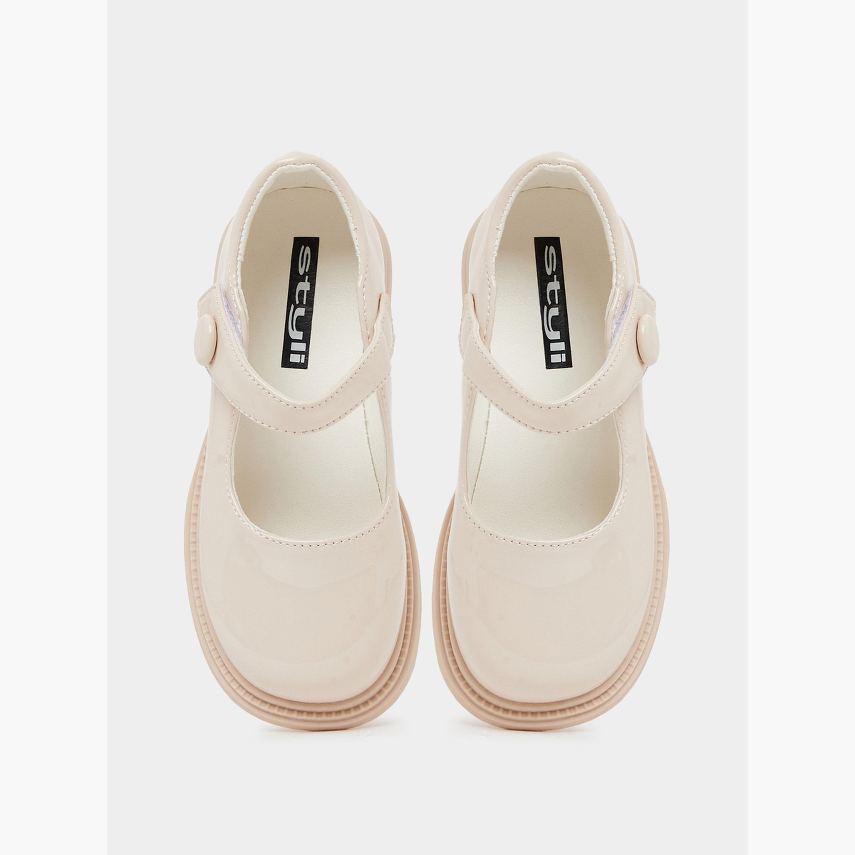 Styli Girls Patent Mary Jane Shoes with Button Detail-girls-shoes-schoolshoes-image-3