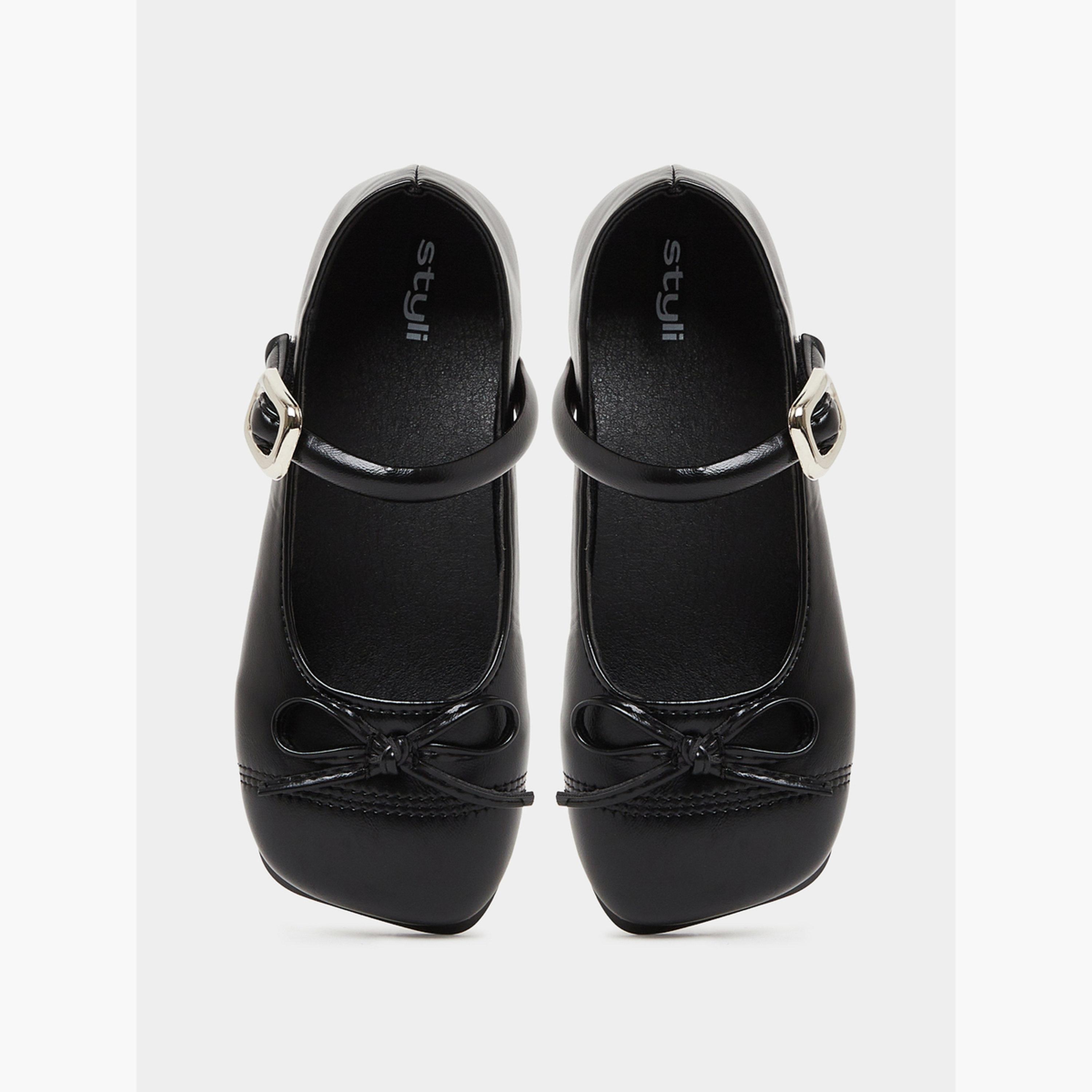 Styli Girls Bow Detail Ballerina Shoes-girls-shoes-schoolshoes-image-3