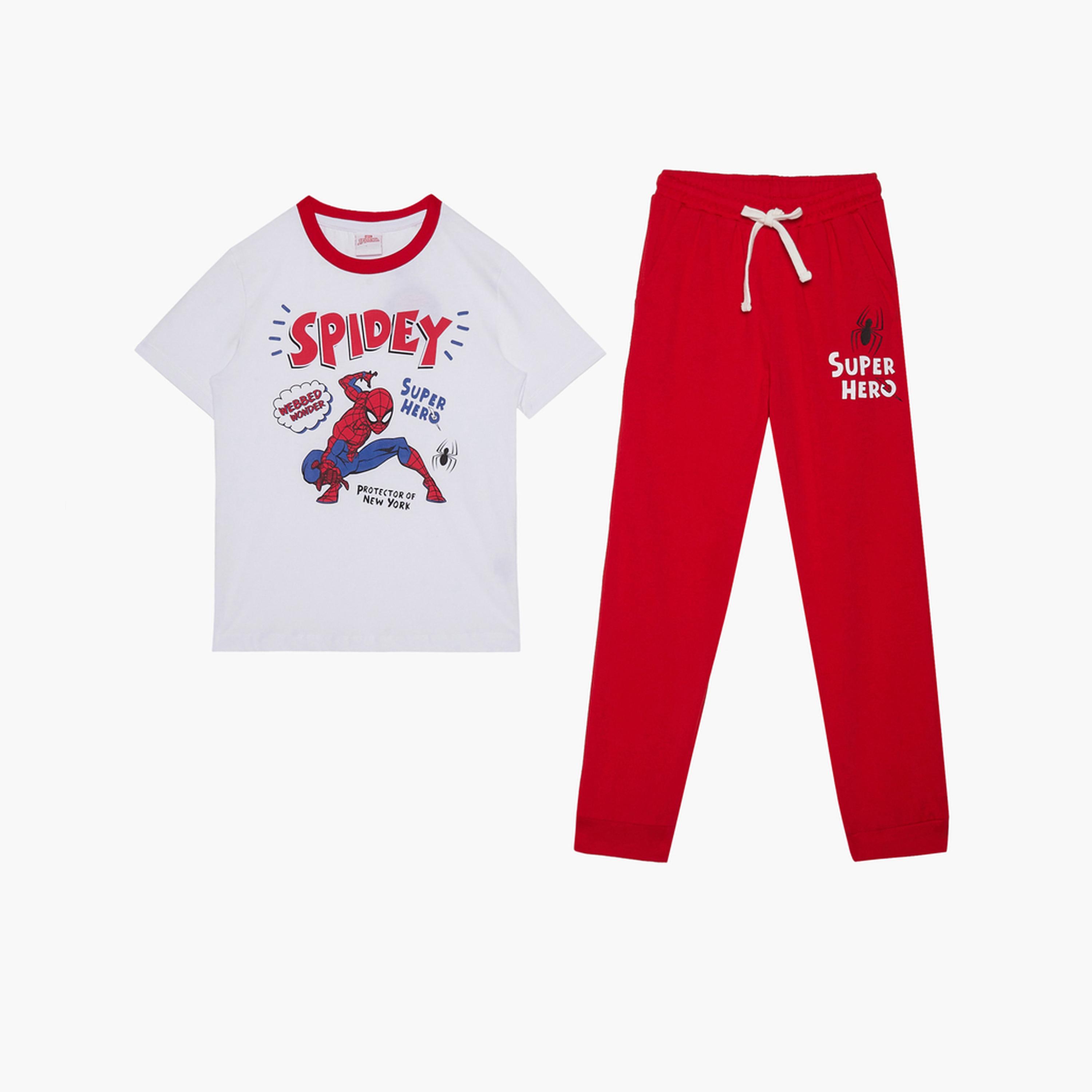 Styli Boys Spiderman Printed T-Shirt and Pyjama Set-boys-clothing-nightwear-image-1