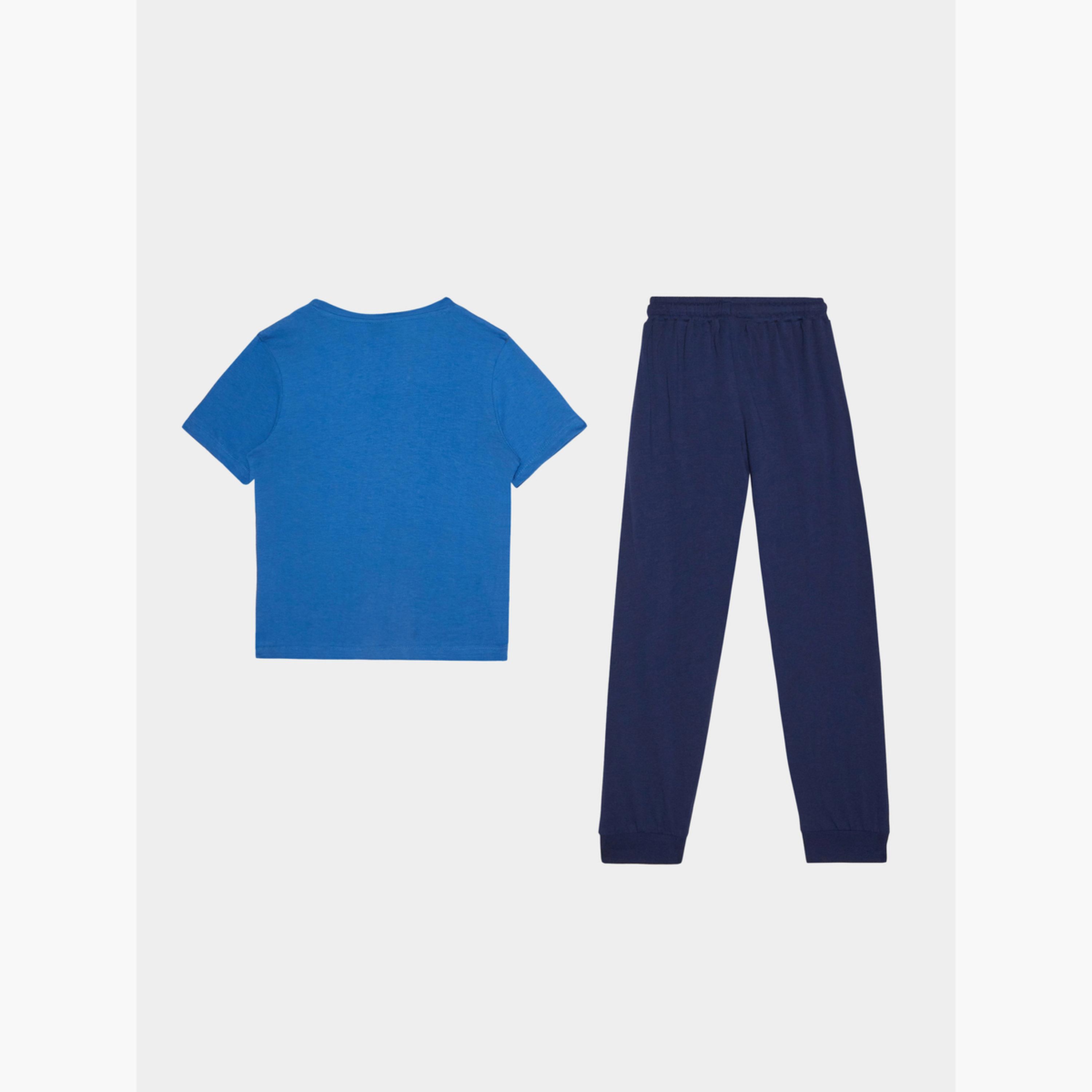 Styli Boys Sonic Printed Short Sleeves T-Shirt and Pyjama Set-boys-clothing-nightwear-image-2
