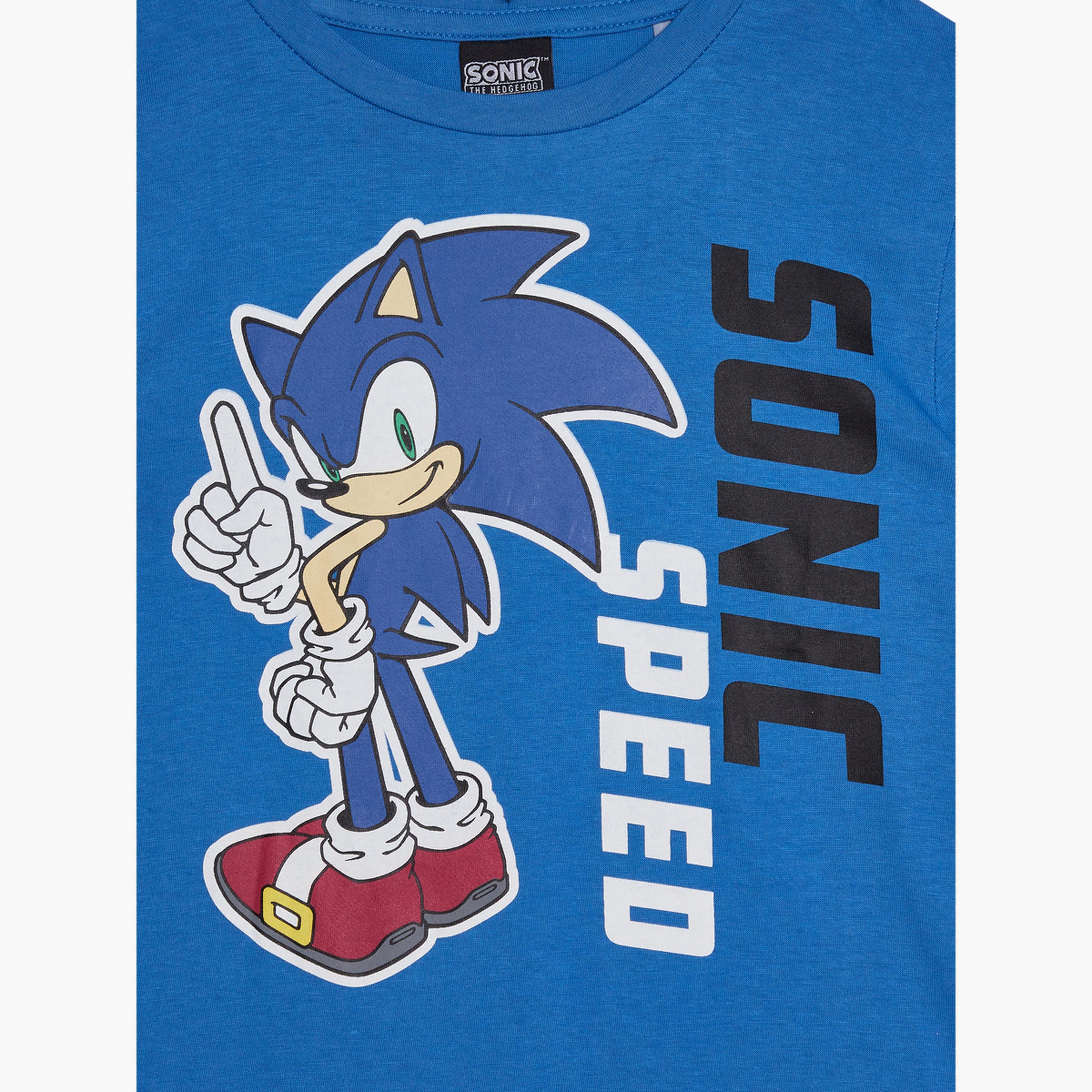 Styli Boys Sonic Printed Short Sleeves T-Shirt and Pyjama Set-boys-clothing-nightwear-image-3