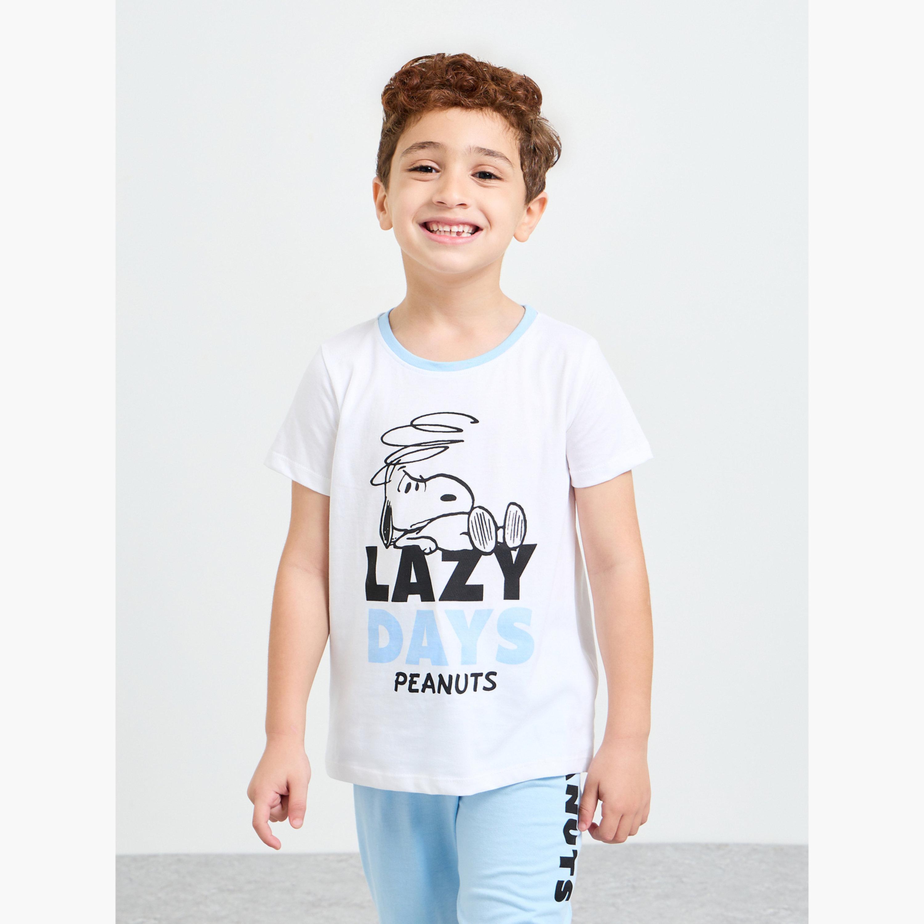 مجموعة من بيجاما وتيشيرت بأكمام قصيرة بطبعة سنوبي للأولاد-boys-clothing-nightwear-image-2