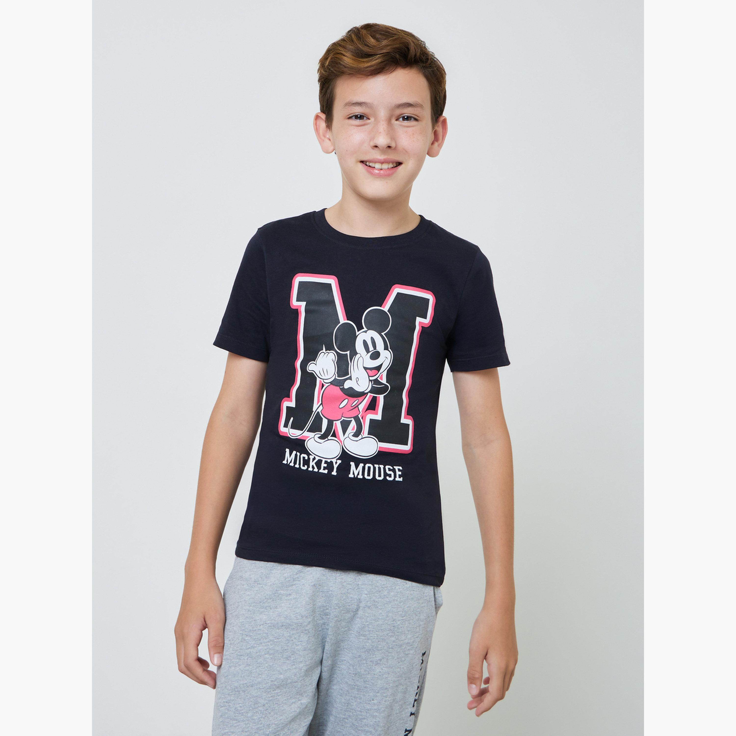 Styli Boys Mickey Mouse Print Short Sleeve T-Shirt and Pyjama Set-boys-clothing-nightwear-image-2