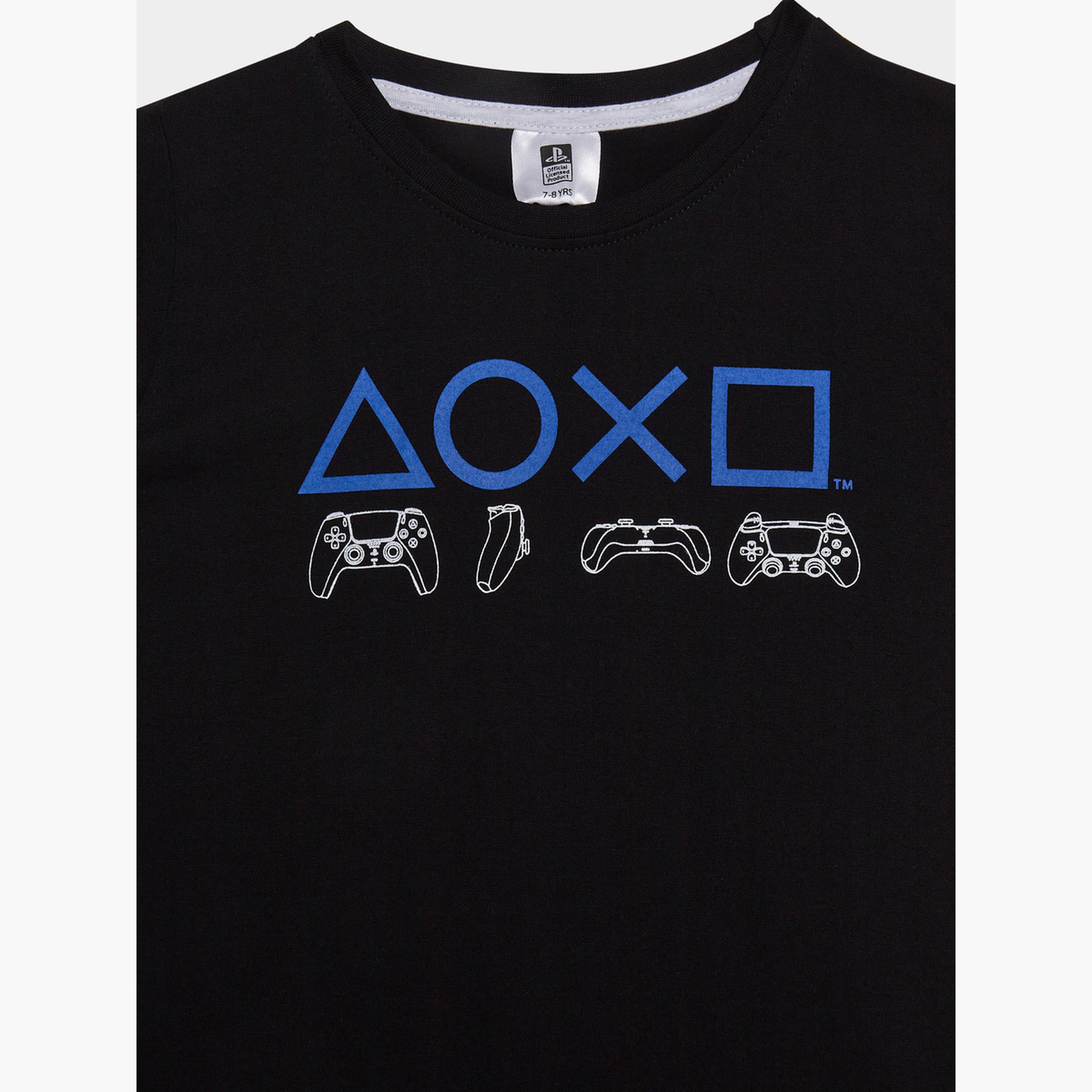 Styli Boys Playstation Printed Short Sleeves T-Shirt and Pyjama Set-boys-clothing-nightwear-image-3