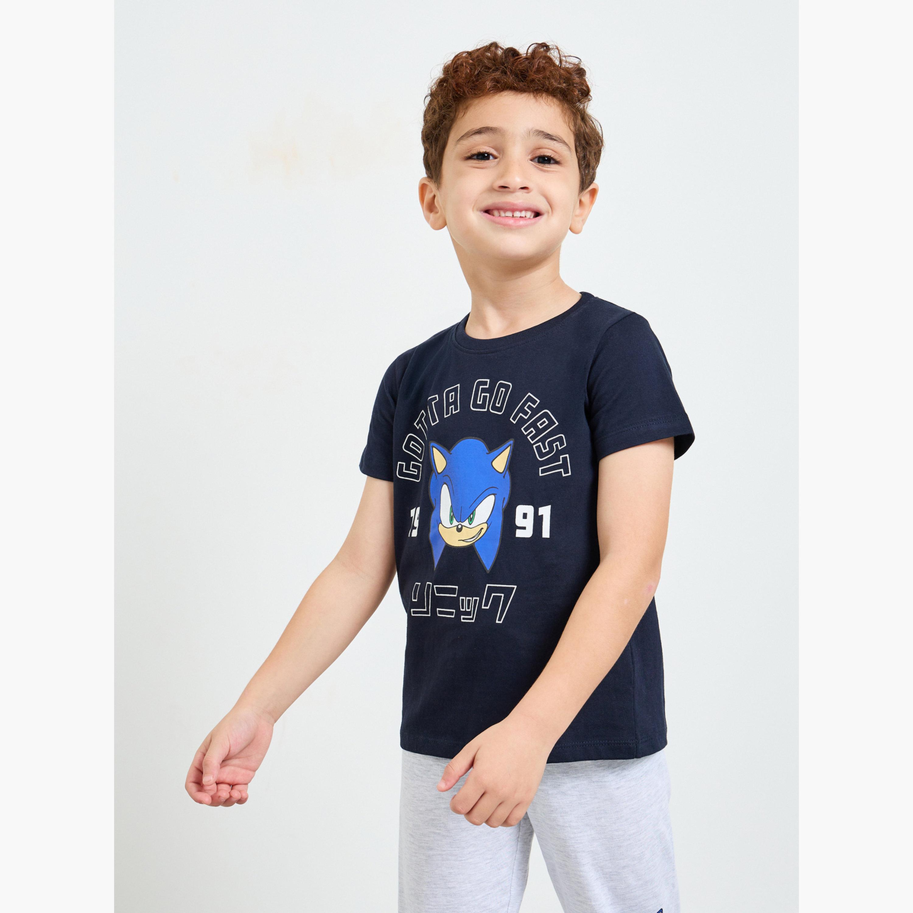 مجموعة من بيجاما وتيشيرت بأكمام قصيرة بطبعة سونيك للأولاد-boys-clothing-nightwear-image-2