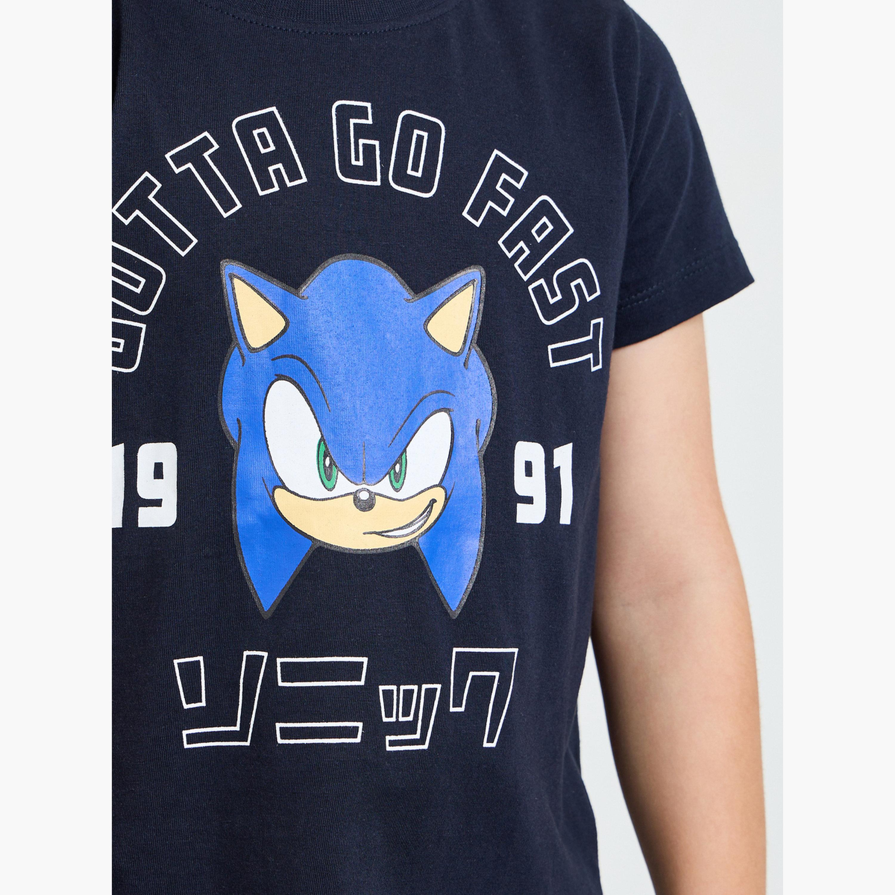 مجموعة من بيجاما وتيشيرت بأكمام قصيرة بطبعة سونيك للأولاد-boys-clothing-nightwear-image-5