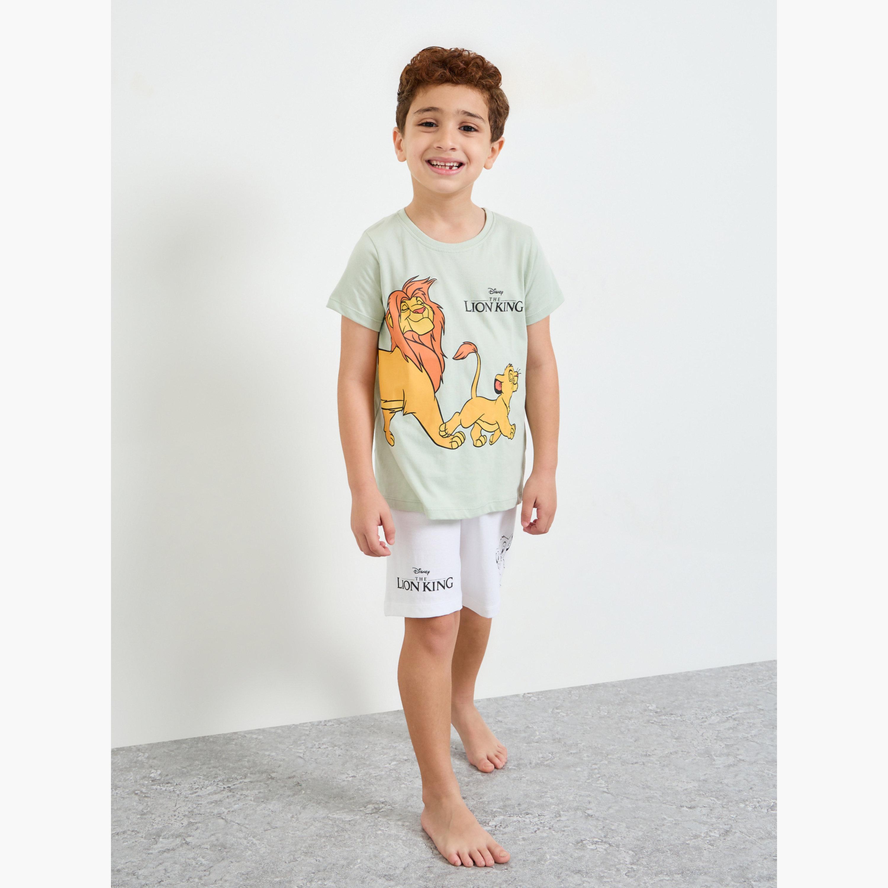 مجموعة من شورت وتيشيرت مطبوع بطبعة الأسد الملك للأولاد-boys-clothing-nightwear-image-2