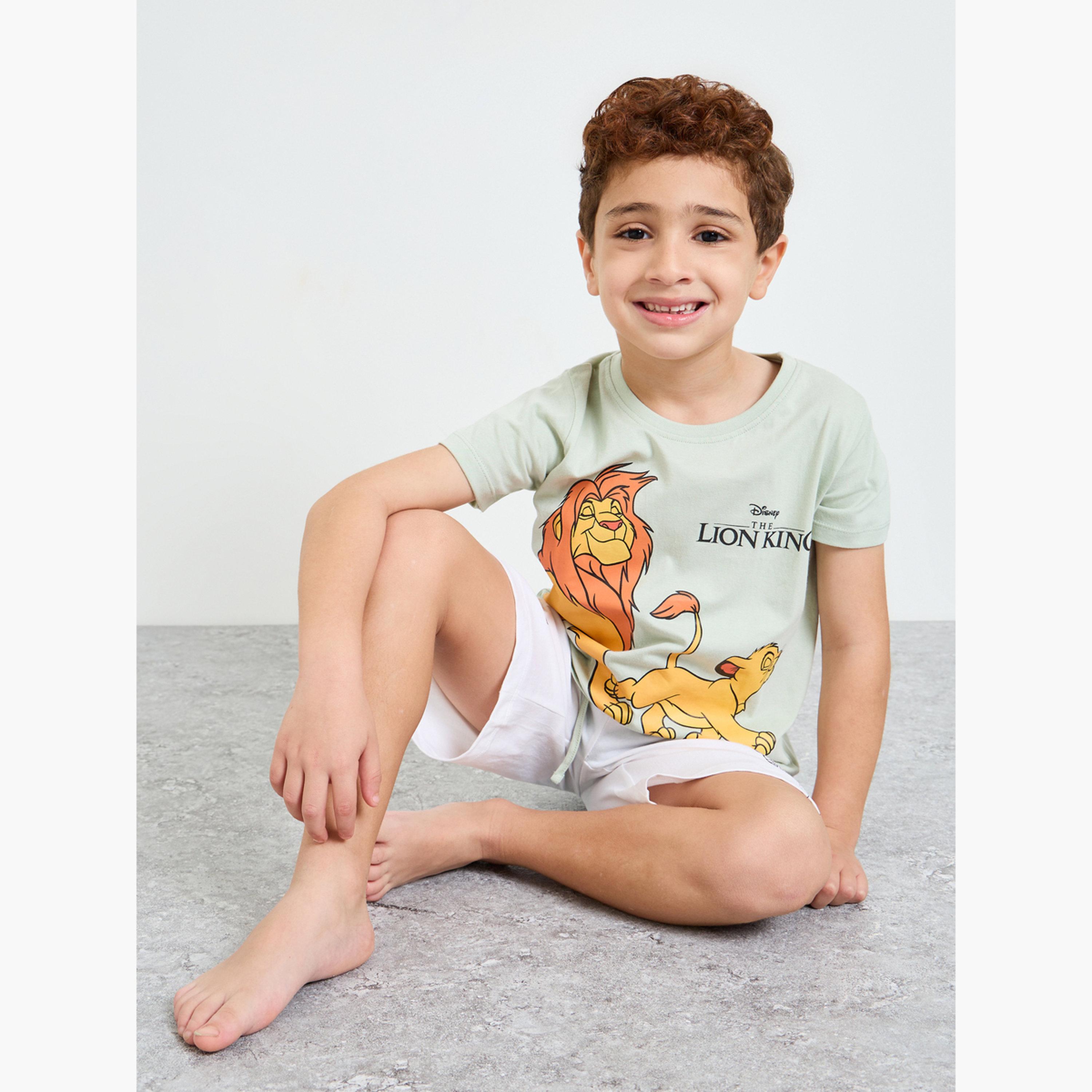مجموعة من شورت وتيشيرت مطبوع بطبعة الأسد الملك للأولاد-boys-clothing-nightwear-image-3