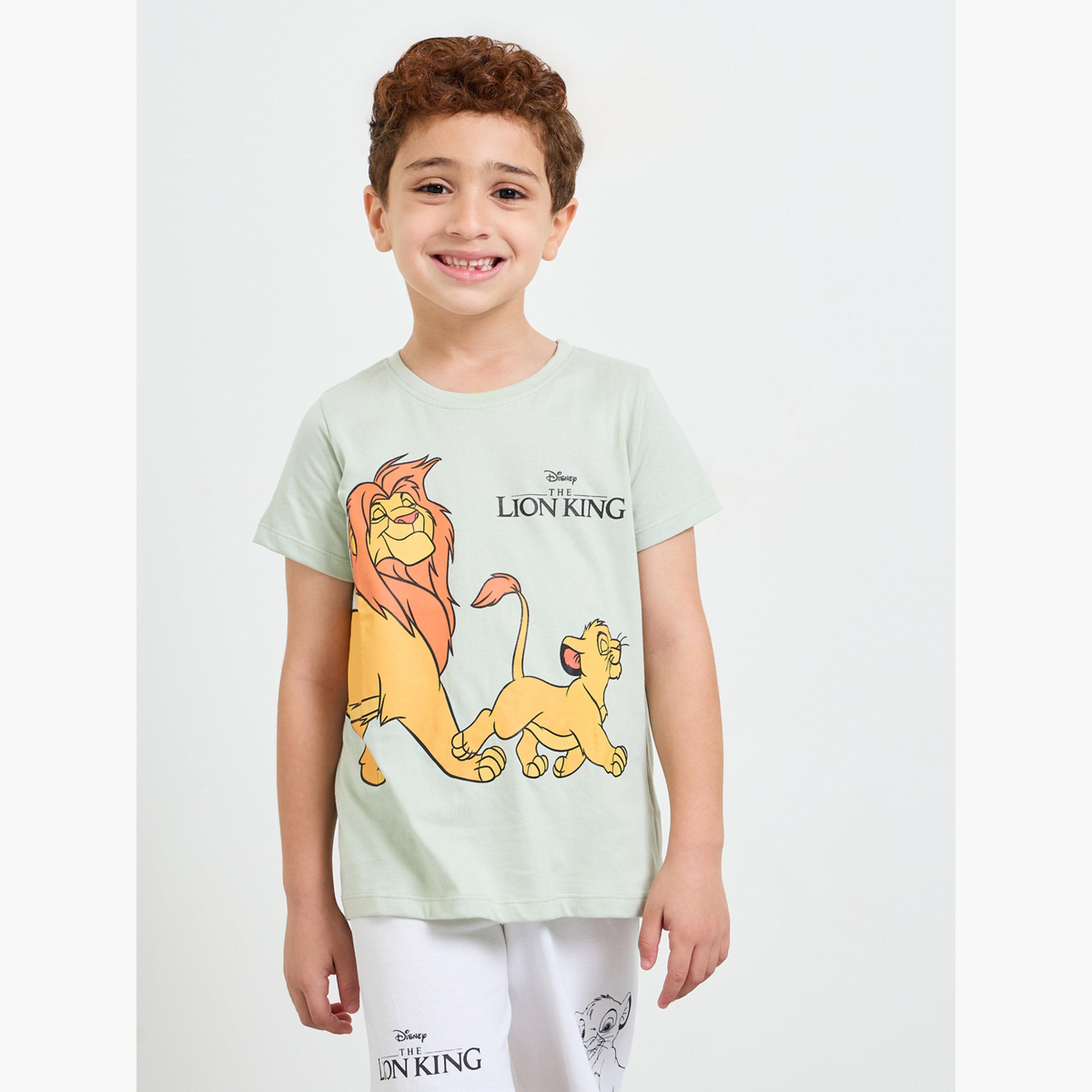 مجموعة من شورت وتيشيرت مطبوع بطبعة الأسد الملك للأولاد-boys-clothing-nightwear-image-4