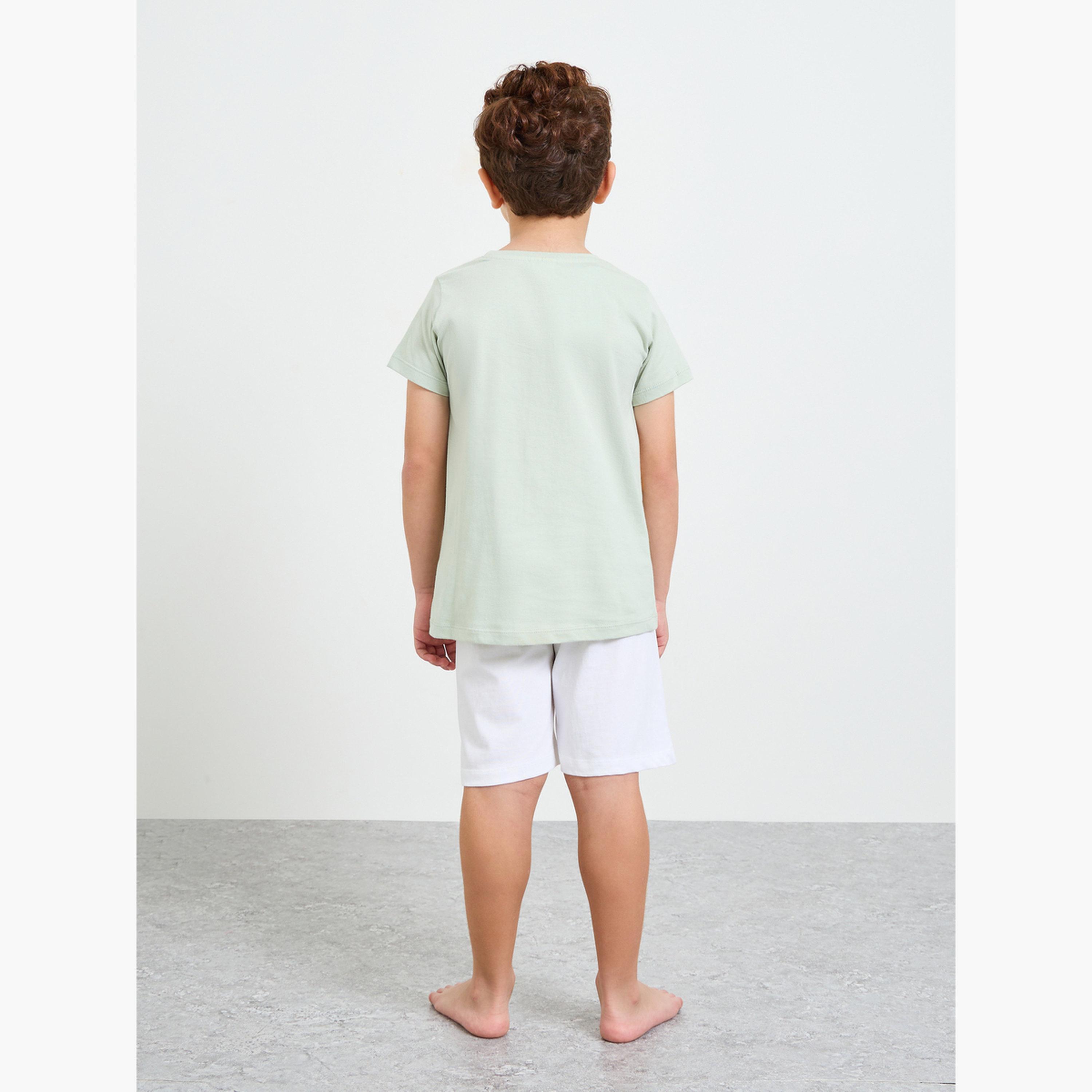 مجموعة من شورت وتيشيرت مطبوع بطبعة الأسد الملك للأولاد-boys-clothing-nightwear-image-5
