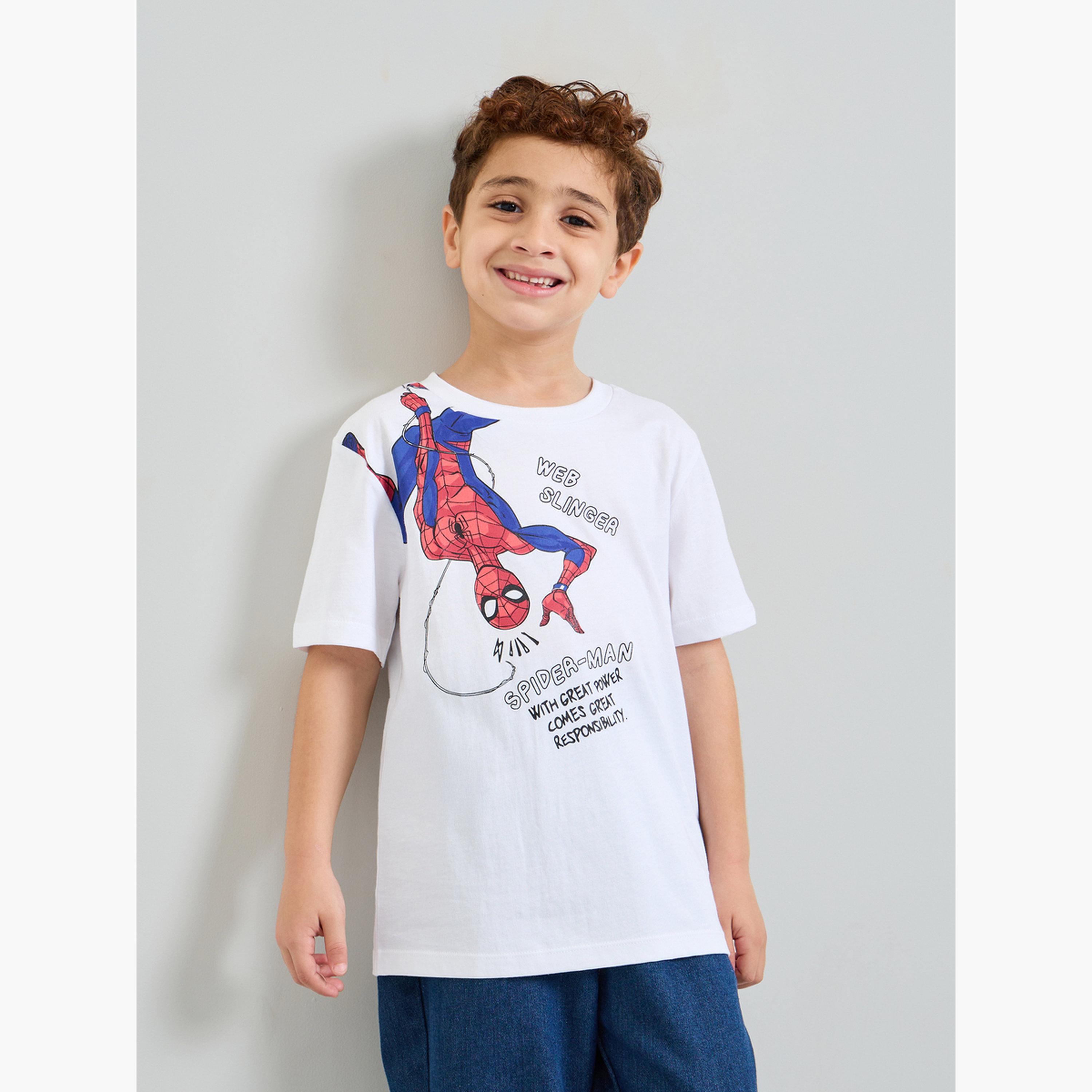 Styli Boys Spider Man Print Cotton T-Shirt-boys-clothing-tshirtsandpolos-image-1