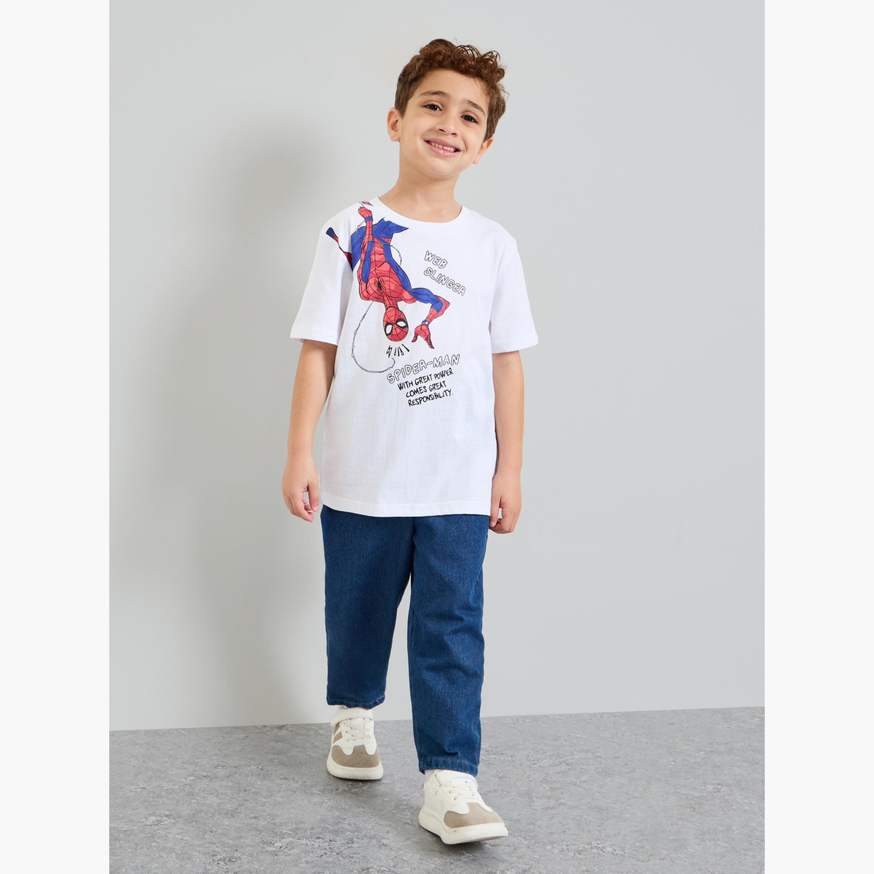 Styli Boys Spider Man Print Cotton T-Shirt-boys-clothing-tshirtsandpolos-image-2