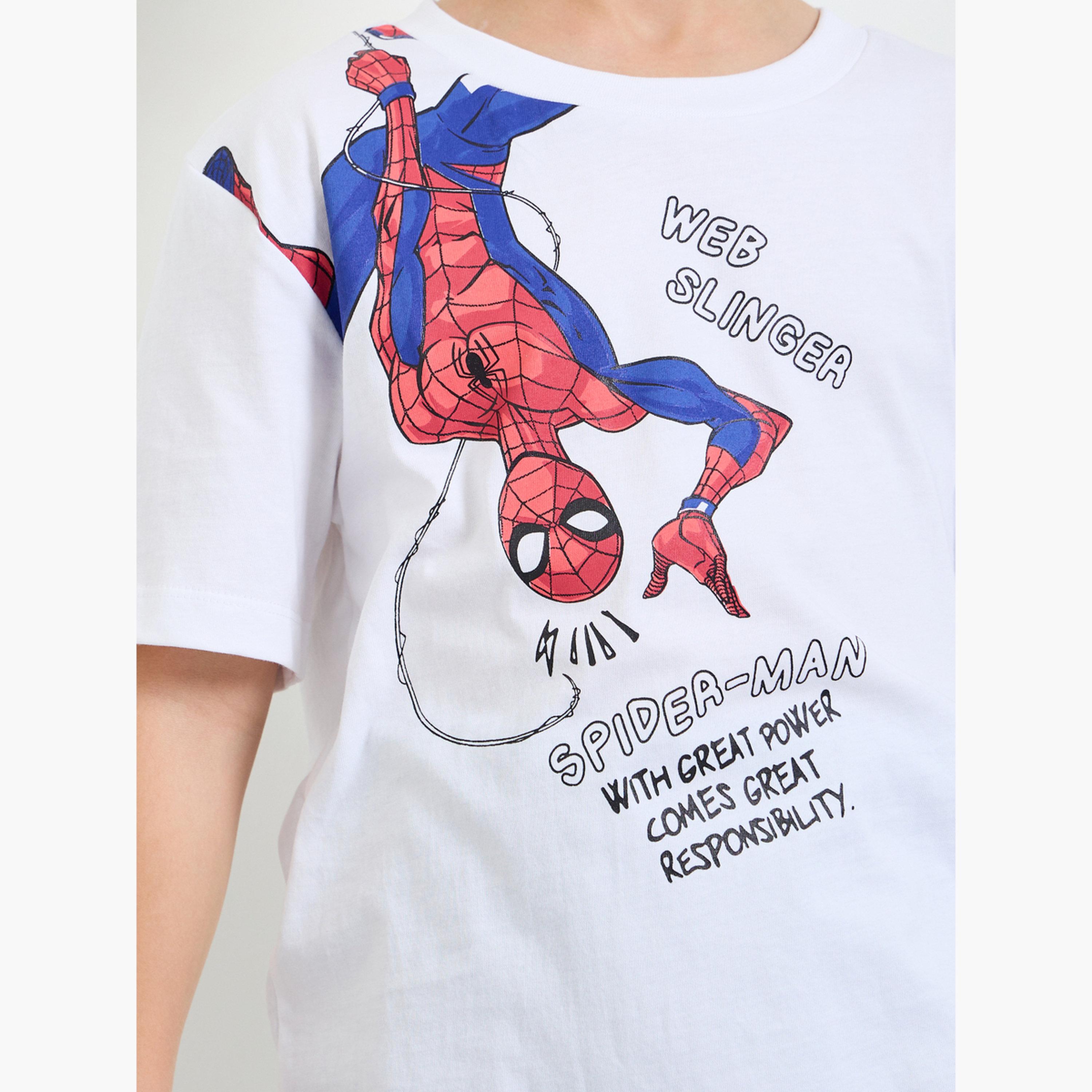 Styli Boys Spider Man Print Cotton T-Shirt-boys-clothing-tshirtsandpolos-image-4