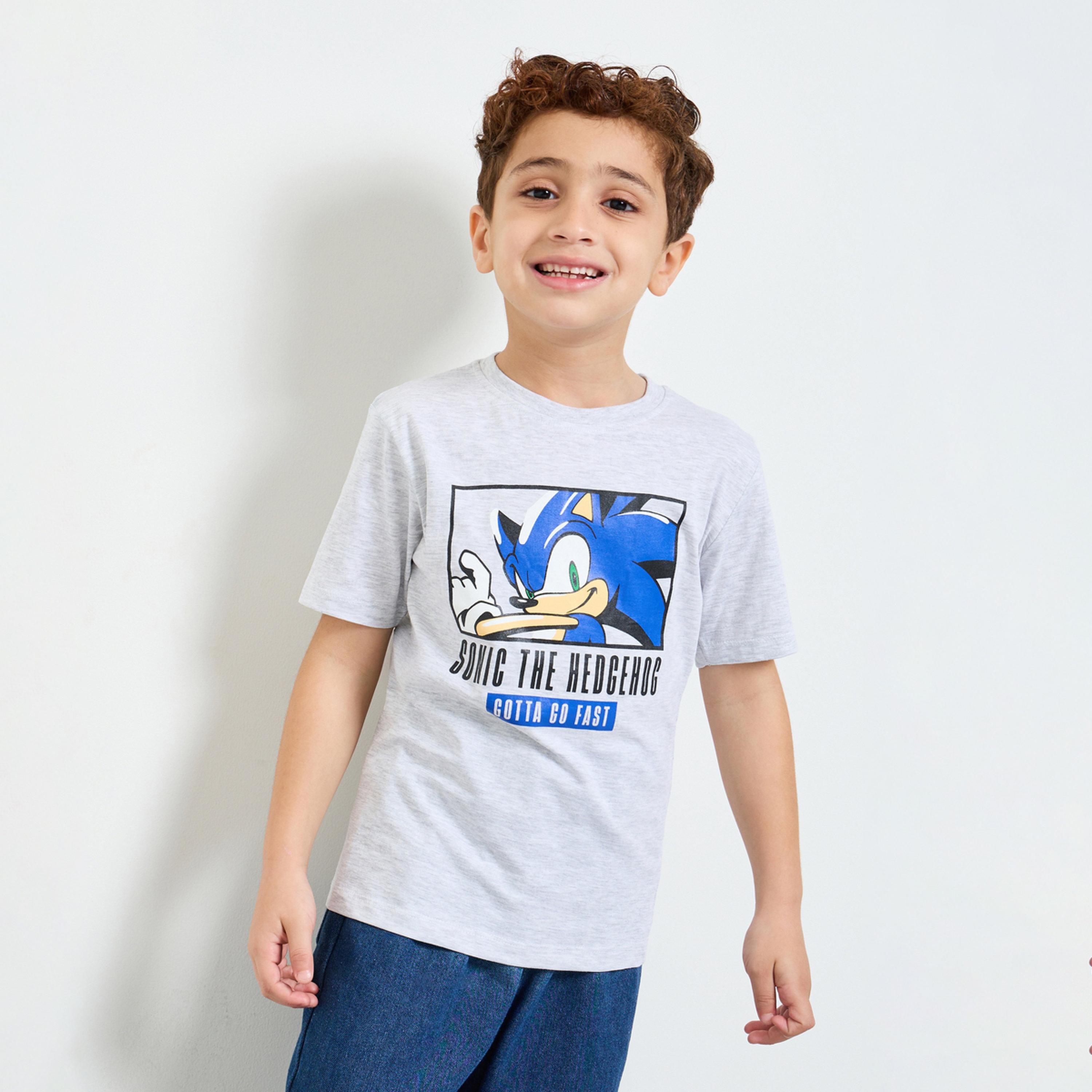 تيشيرت بأكمام قصيرة بطبعة سونيك للأولاد-boys-clothing-tshirtsandpolos-image-1