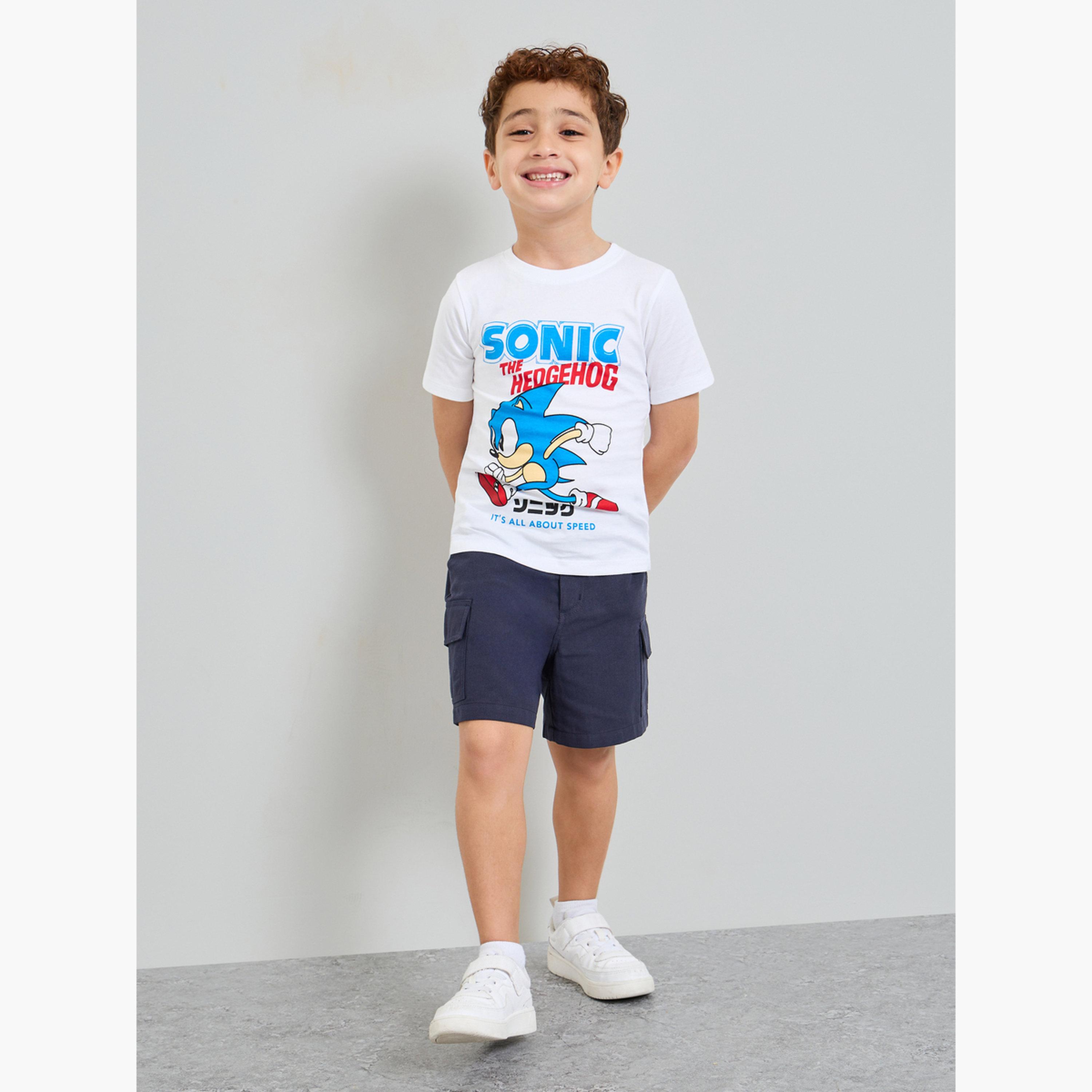 تيشيرت قطن بطبعة سونيك للأولاد-boys-clothing-tshirtsandpolos-image-2