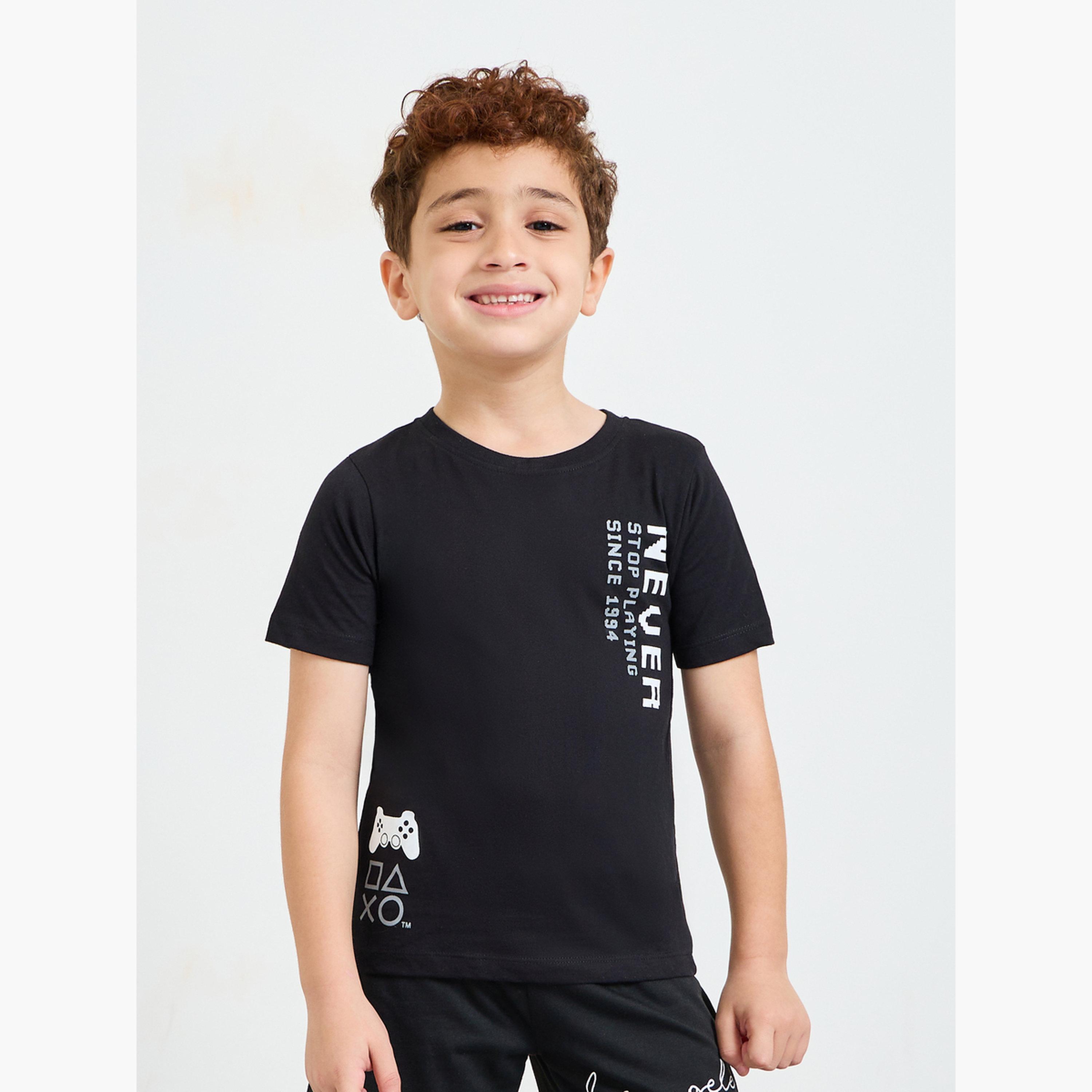 Styli Boys Playstation Print Cotton T-Shirt-boys-clothing-tshirtsandpolos-image-1