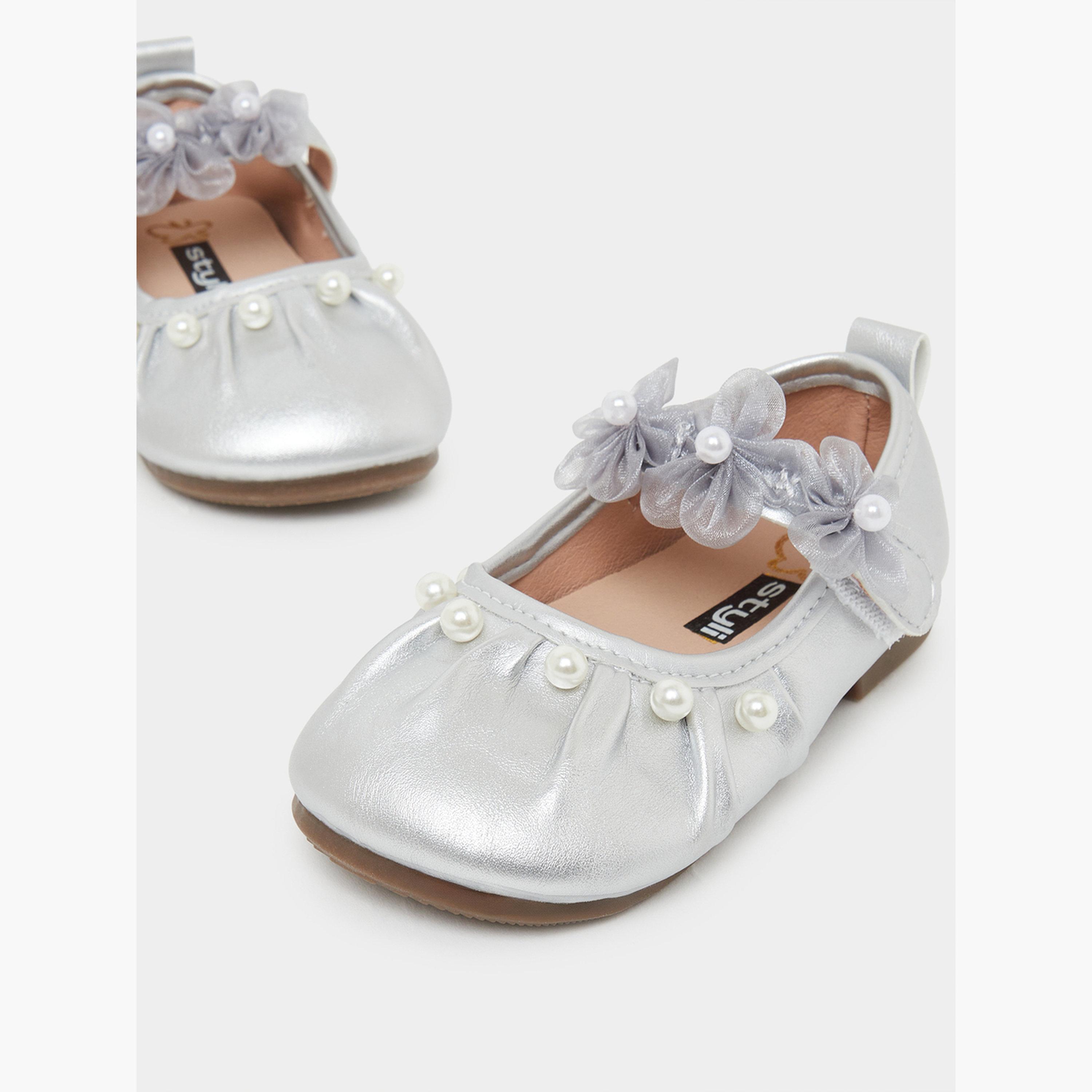 حذاء باليرينا بشريط لاصق ومزين للبنات-girls-shoes-sandals-image-4
