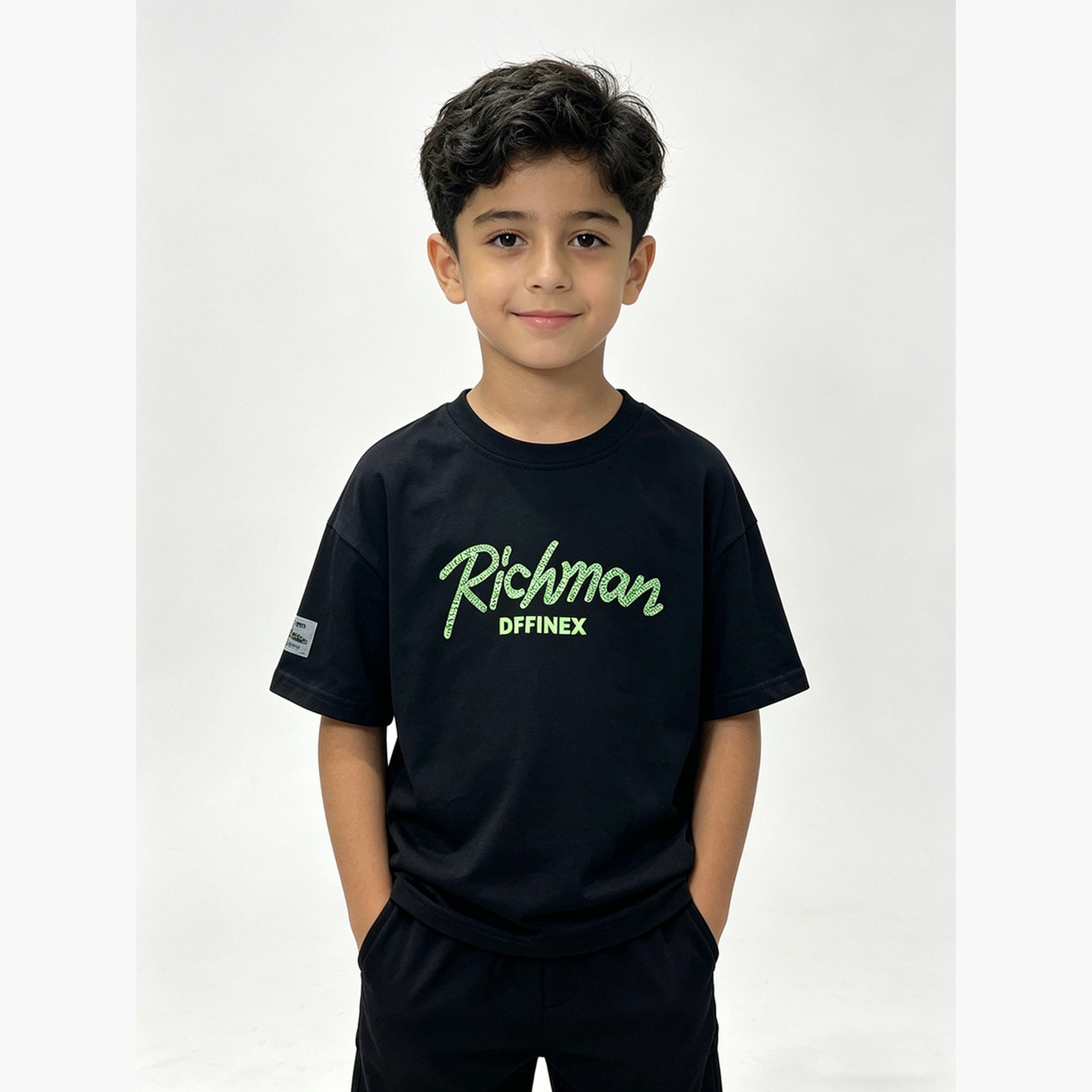 تيشيرت بطبعة جرافيك للأطفال أسود-boys-clothing-tshirtsandpolos-image-1