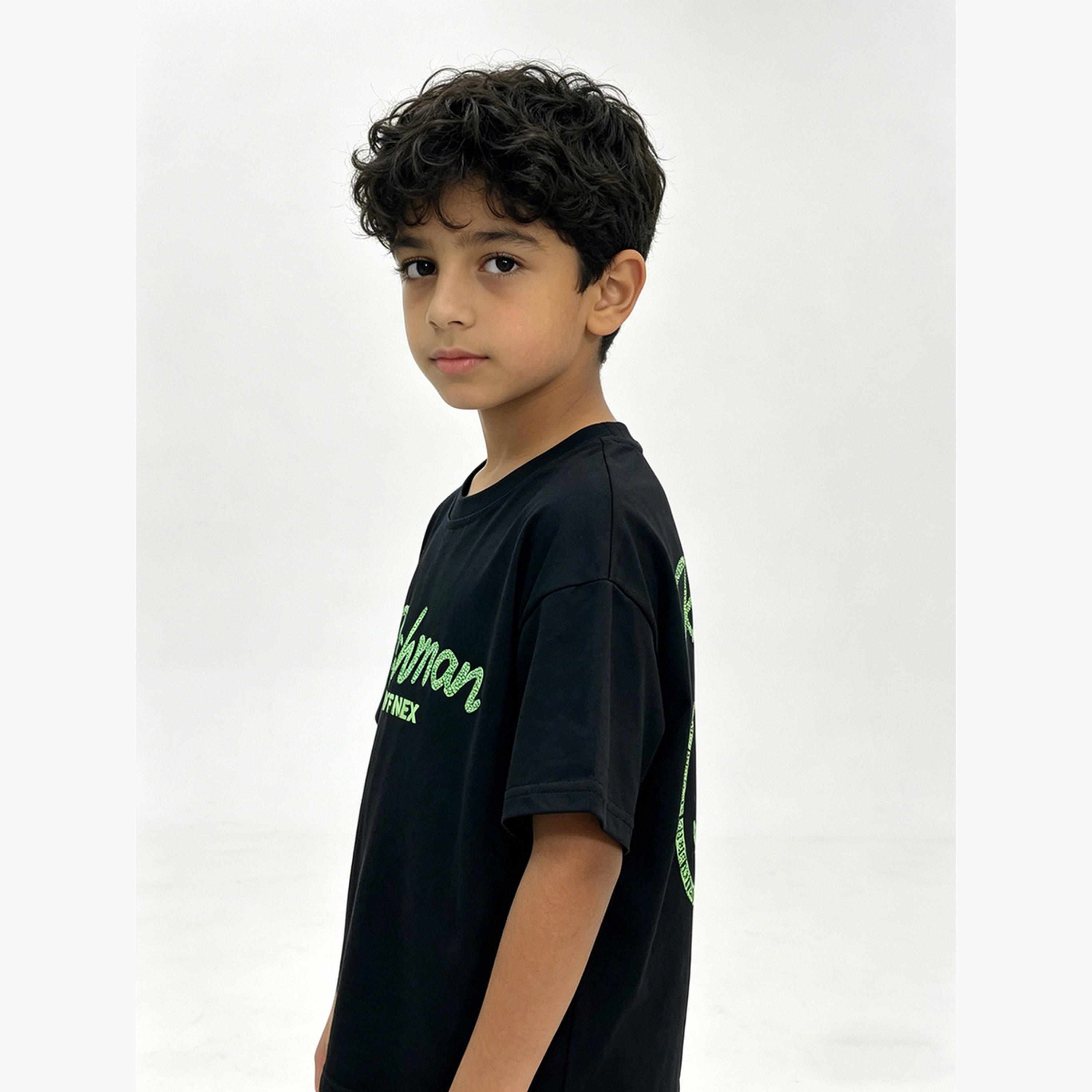 تيشيرت بطبعة جرافيك للأطفال أسود-boys-clothing-tshirtsandpolos-image-2