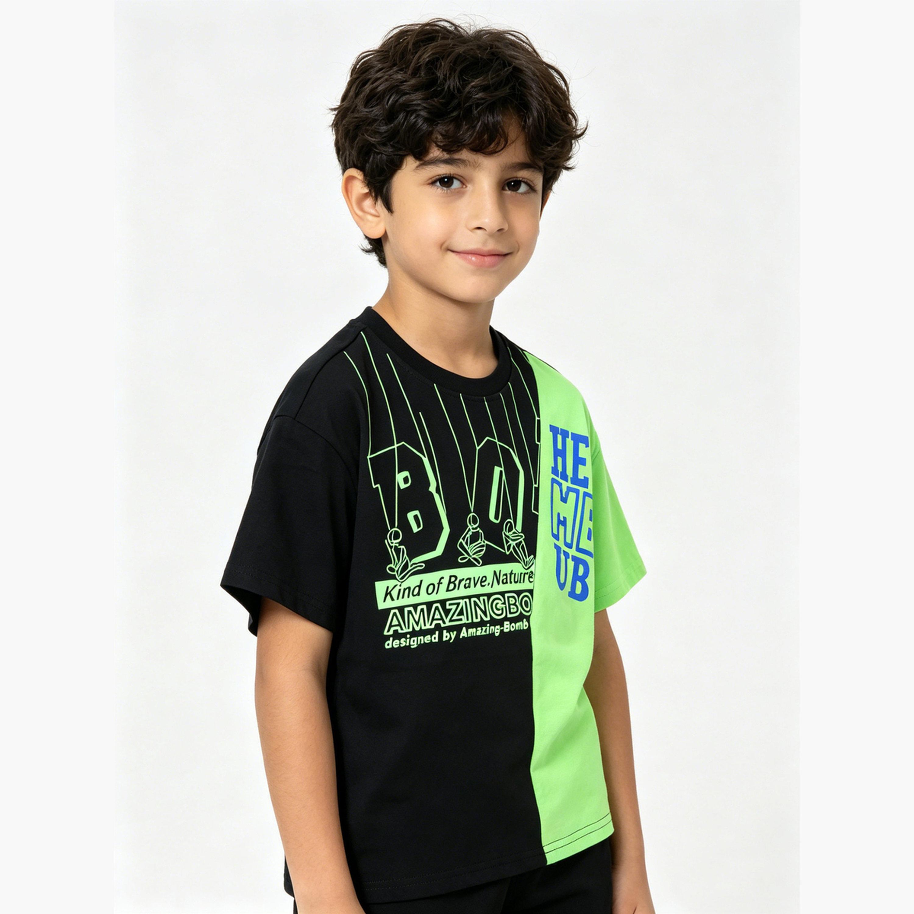 Take Two Boys Graphic Print Colorblock Cotton T-Shirt-boys-clothing-tshirtsandpolos-image-2