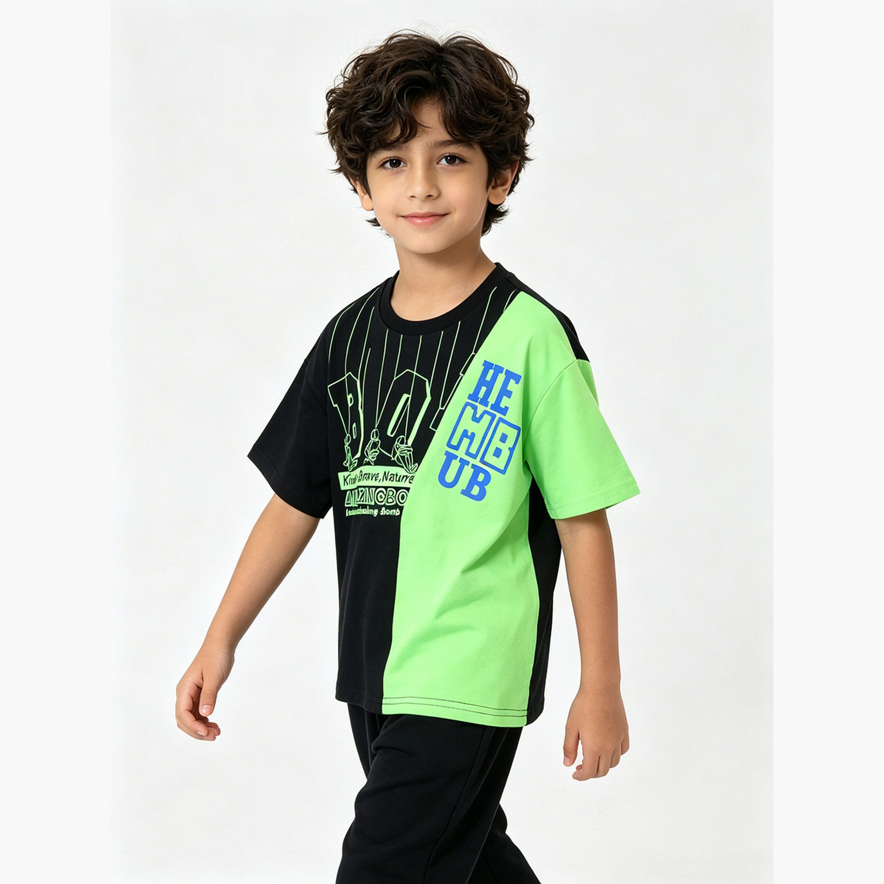 Take Two Boys Graphic Print Colorblock Cotton T-Shirt-boys-clothing-tshirtsandpolos-image-3