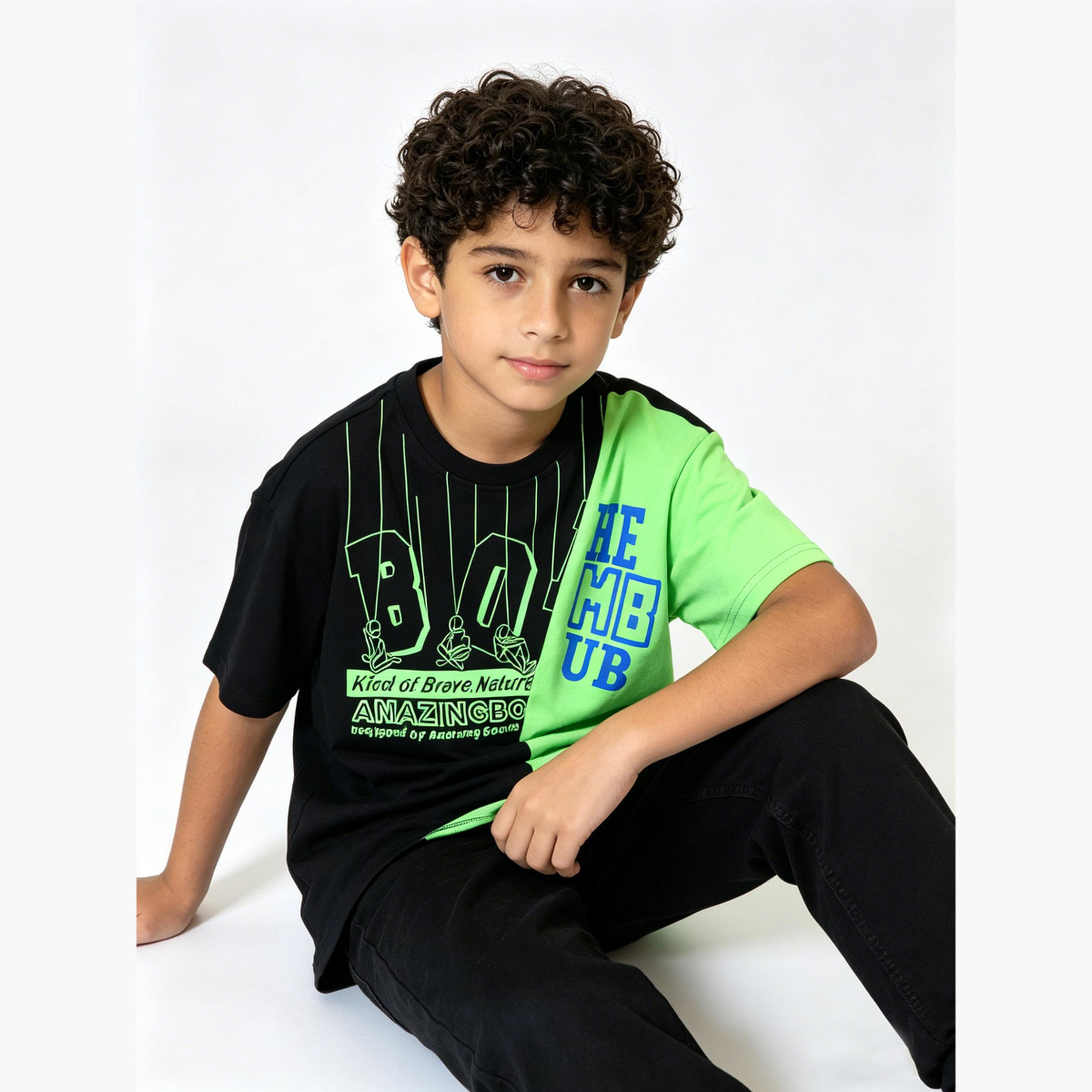 Take Two Boys Graphic Print Colorblock Cotton T-Shirt-boys-clothing-tshirtsandpolos-image-4
