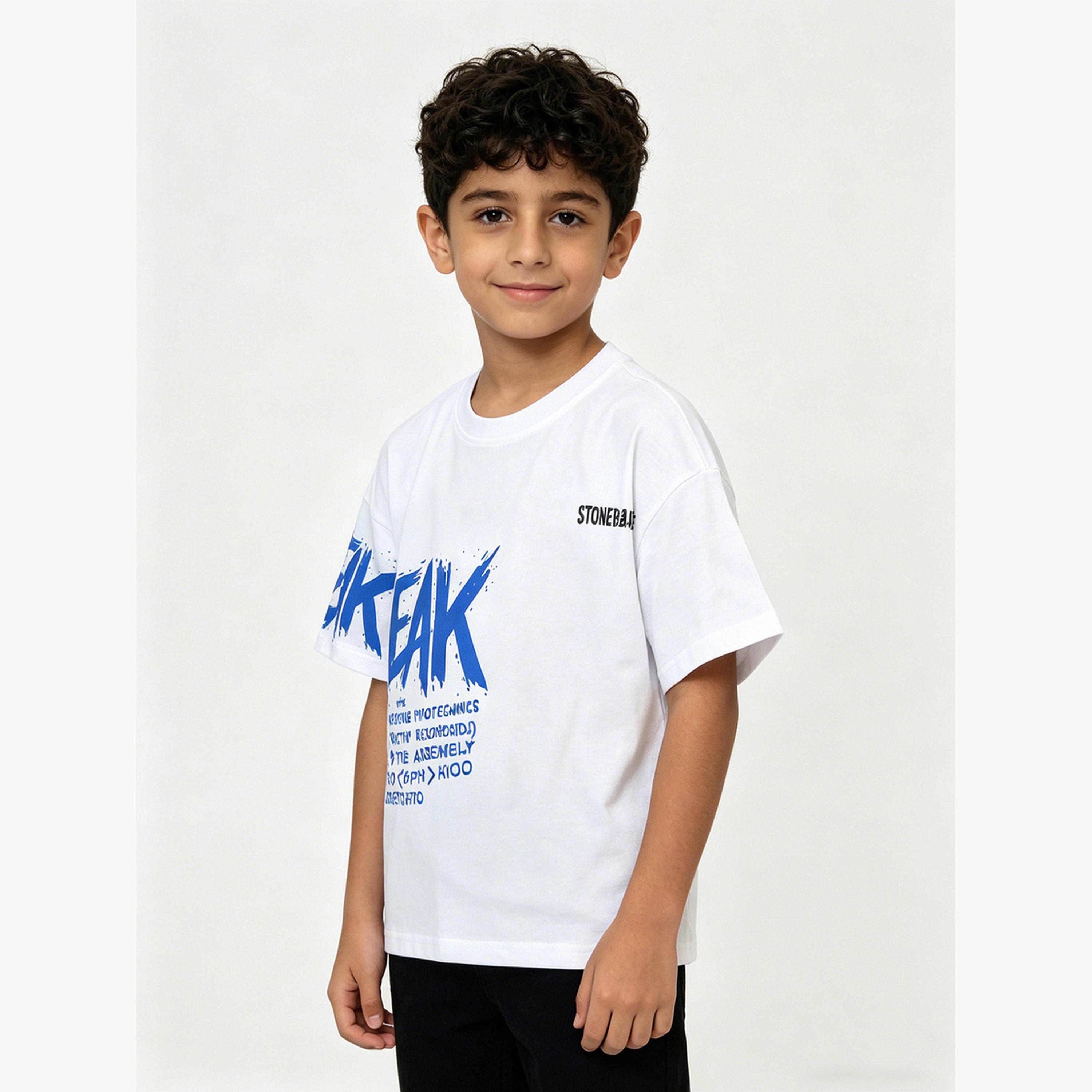 Take Two Kids White Graphic Print Cotton T-Shirt-boys-clothing-tshirtsandpolos-image-2