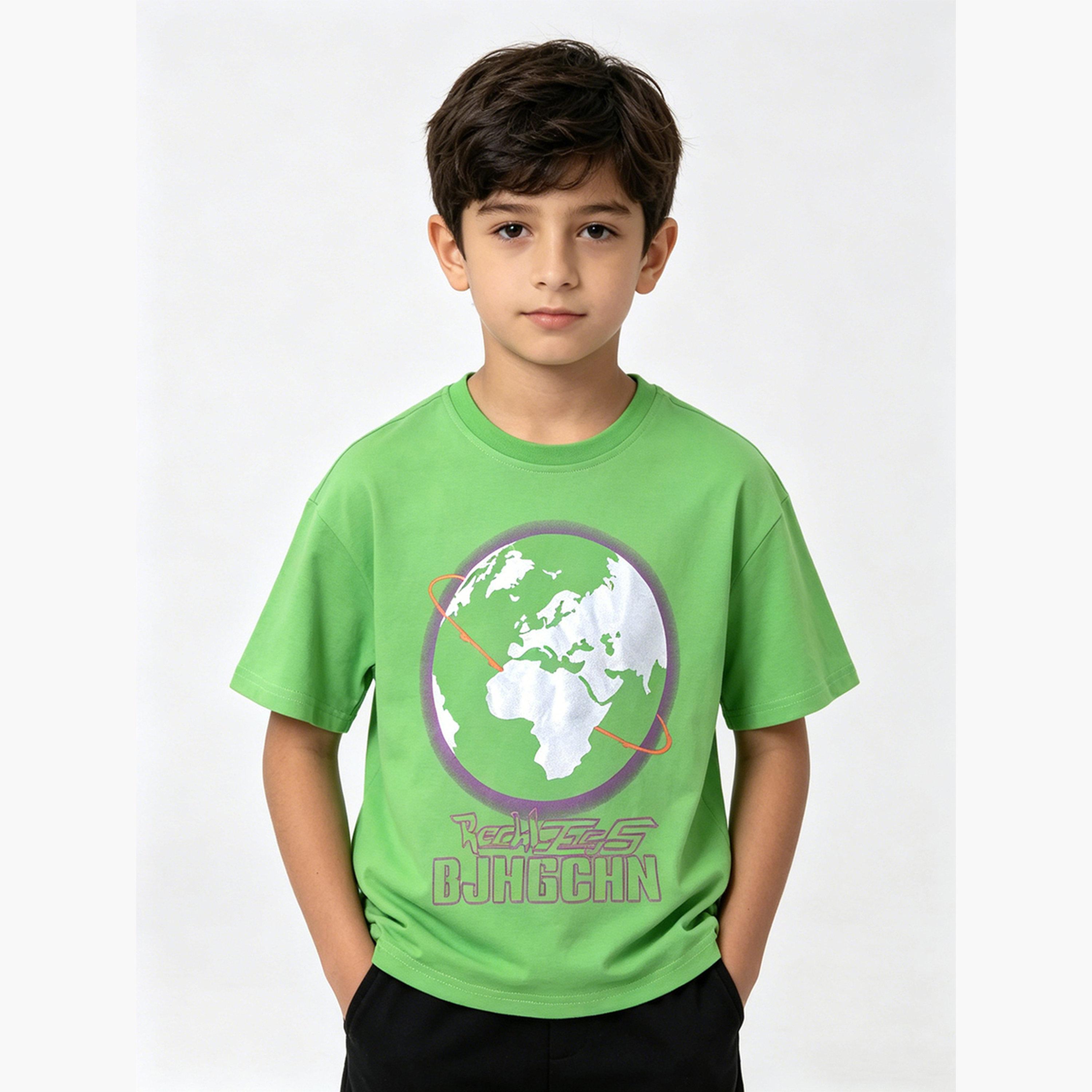Take Two Boys Green Graphic Cotton Round Neck T-Shirt-boys-clothing-tshirtsandpolos-image-1
